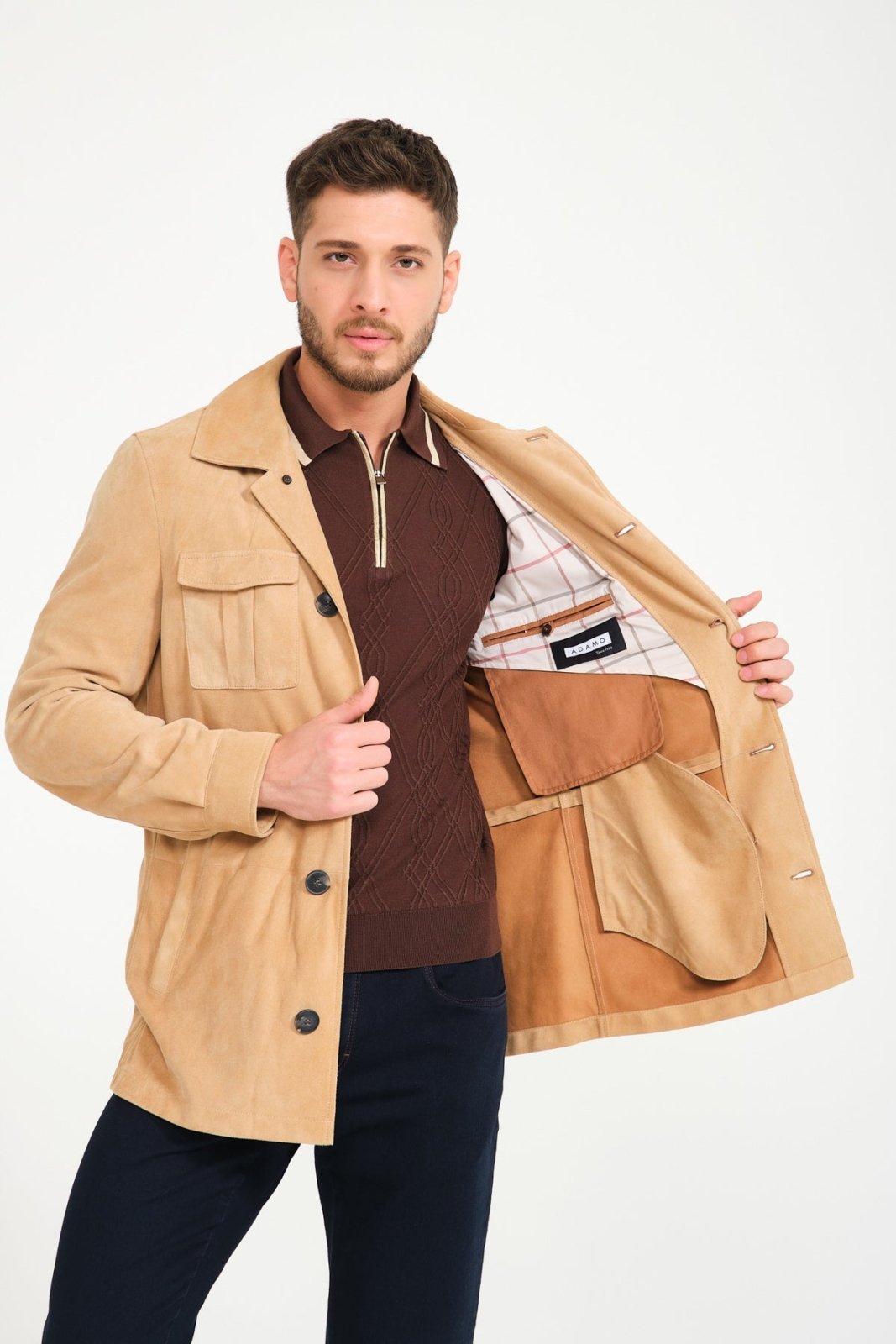 Camel Leather Jacket - ADAMO