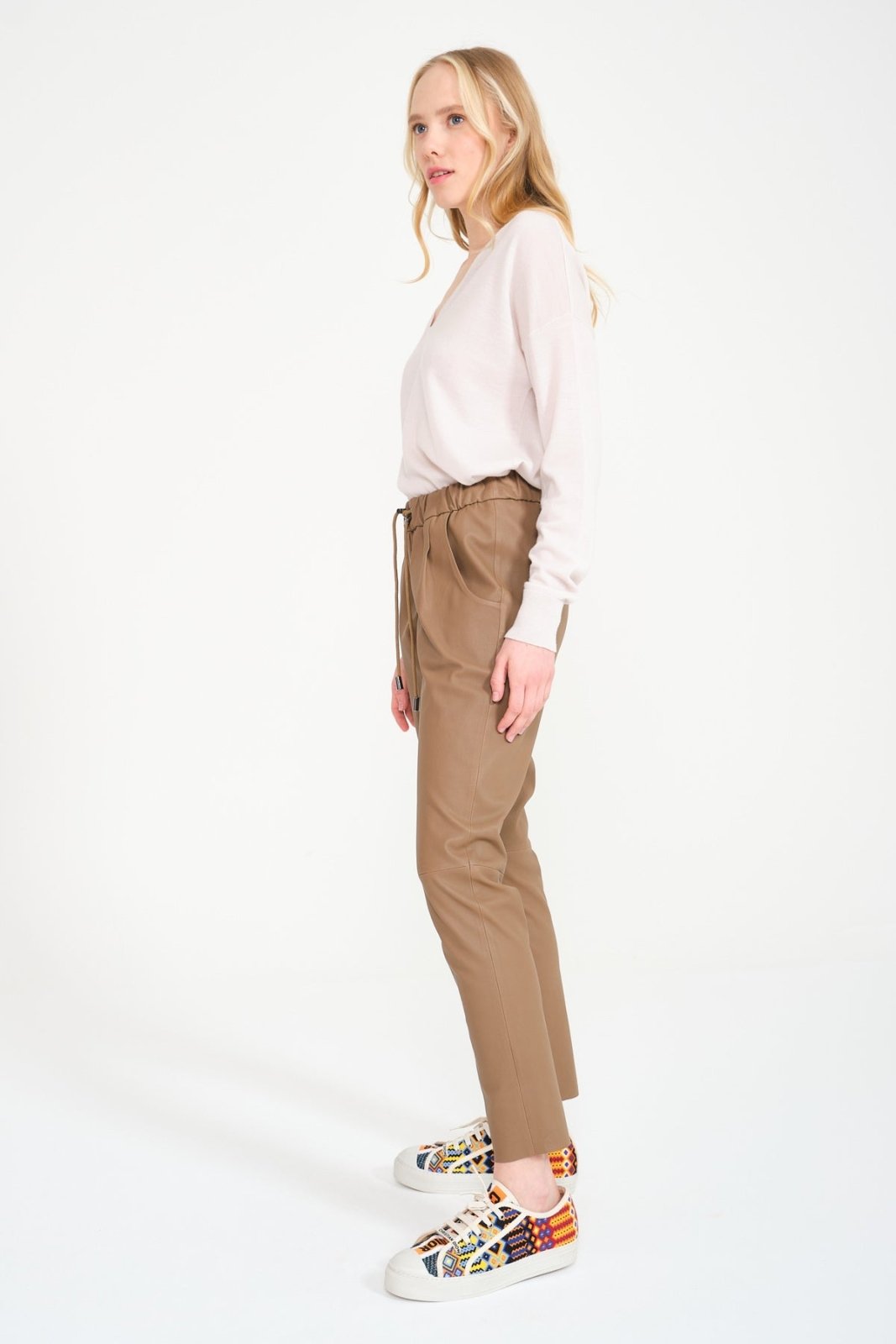 Camel Leather Pants - ADAMO