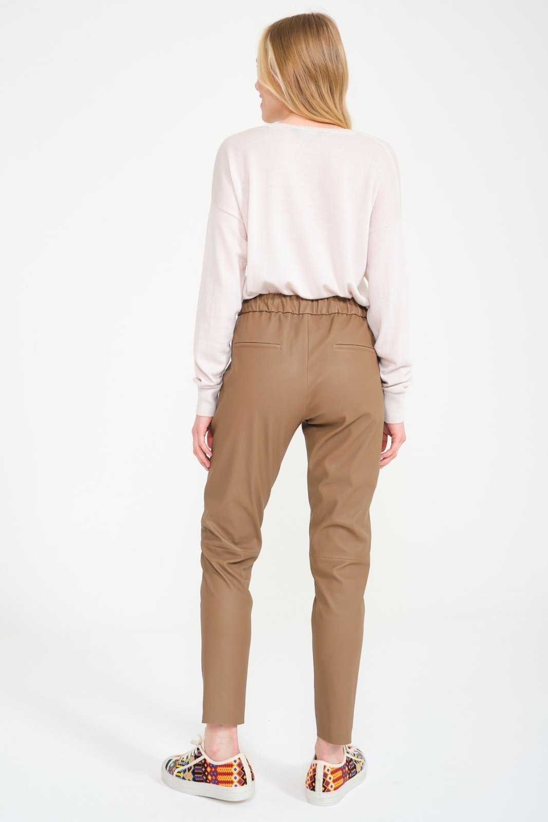 Camel Leather Pants - ADAMO