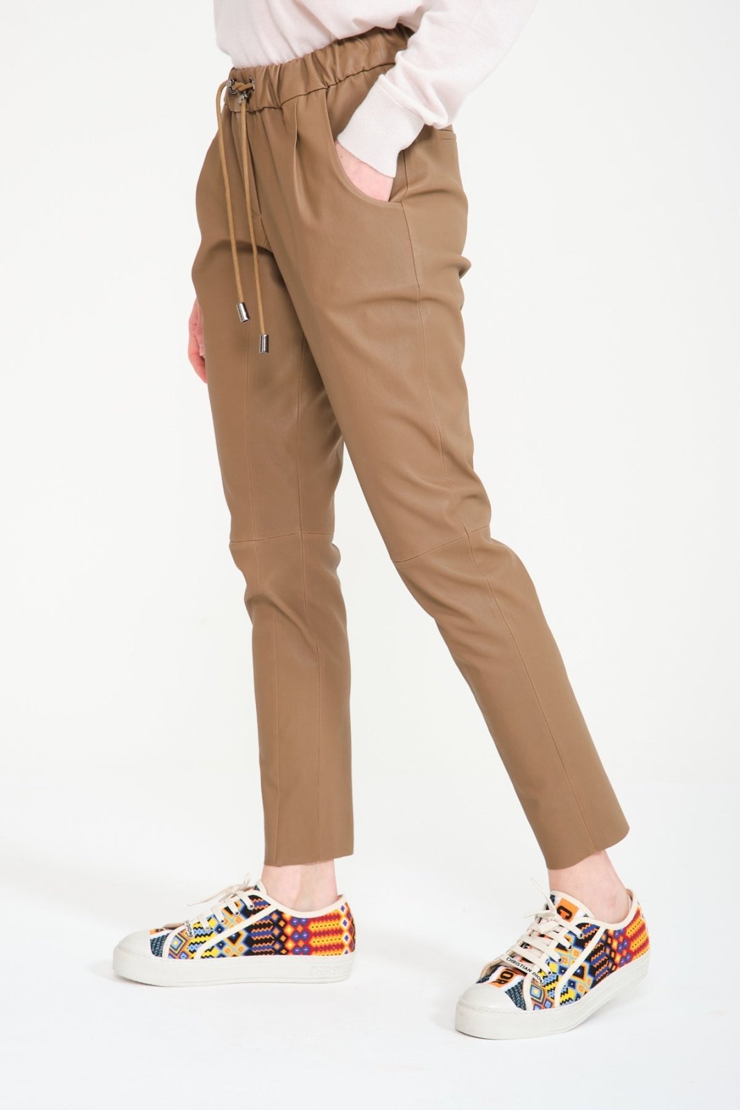 Camel Leather Pants - ADAMO