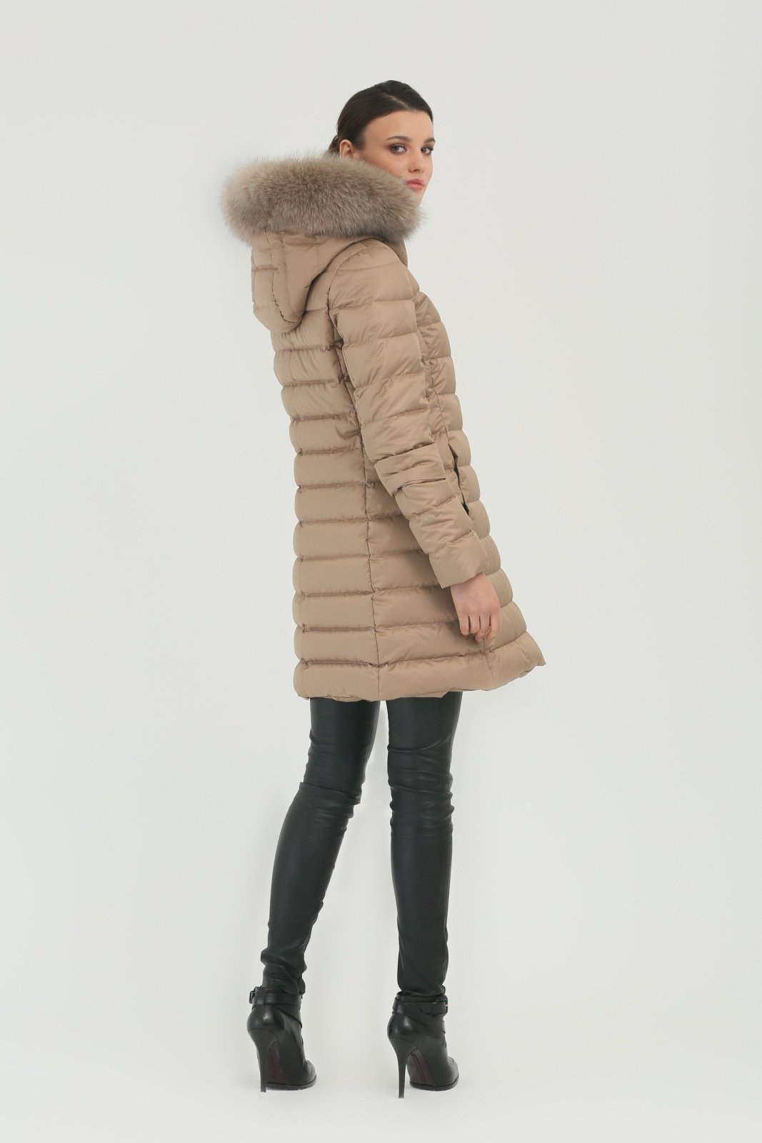 Camel Long Puffer Coat - ADAMO