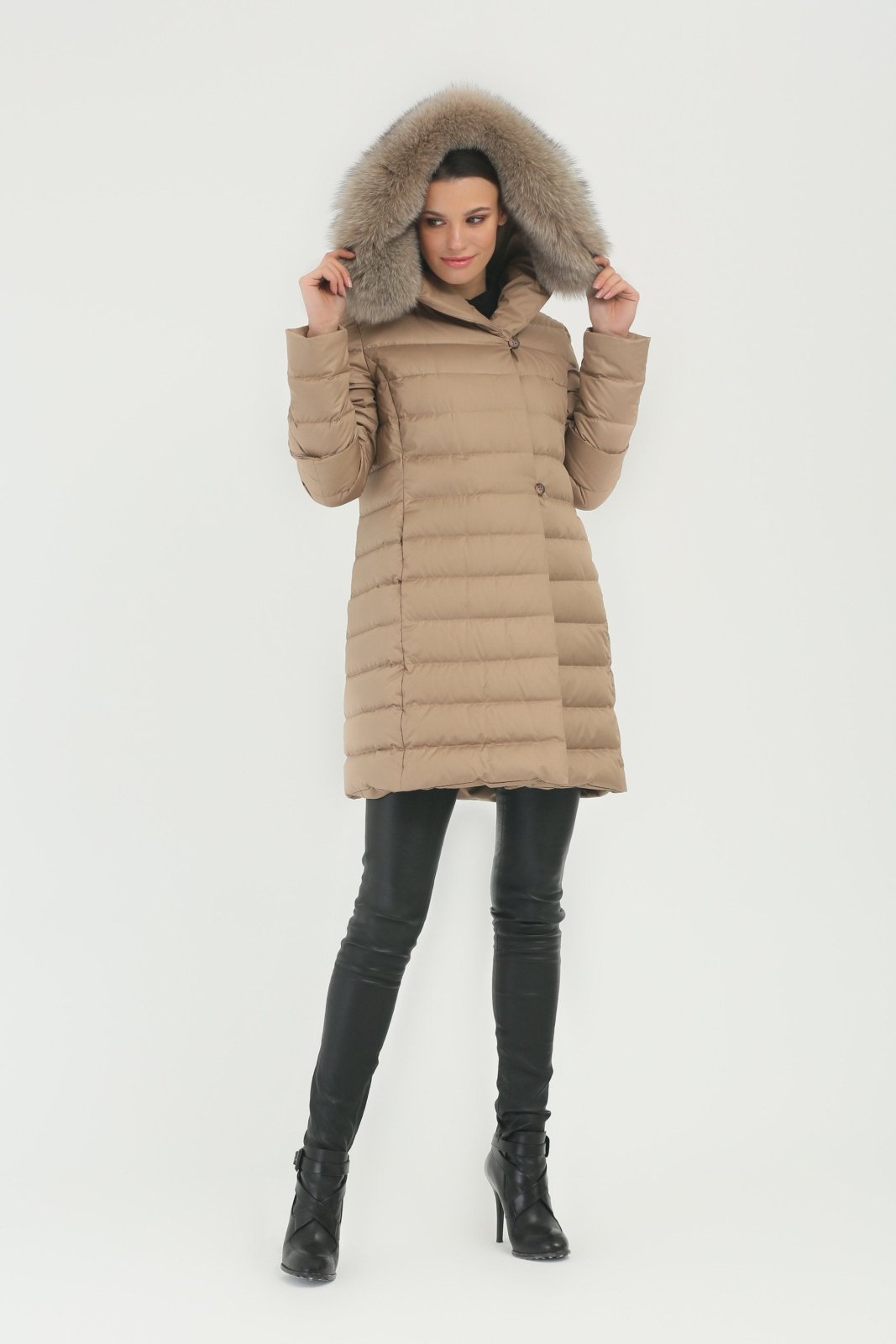 Camel Long Puffer Coat - ADAMO