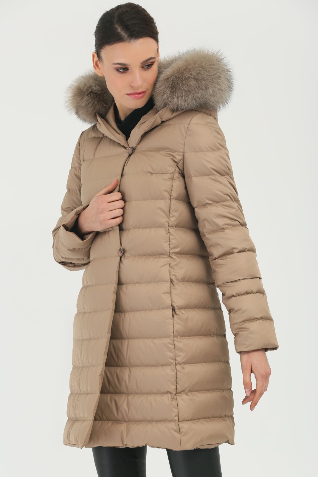 Camel Long Puffer Coat - ADAMO