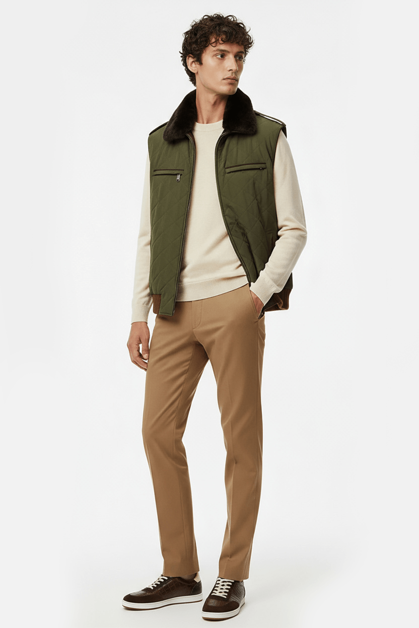 Camel Tailored Pleated Trousers - ADAMO