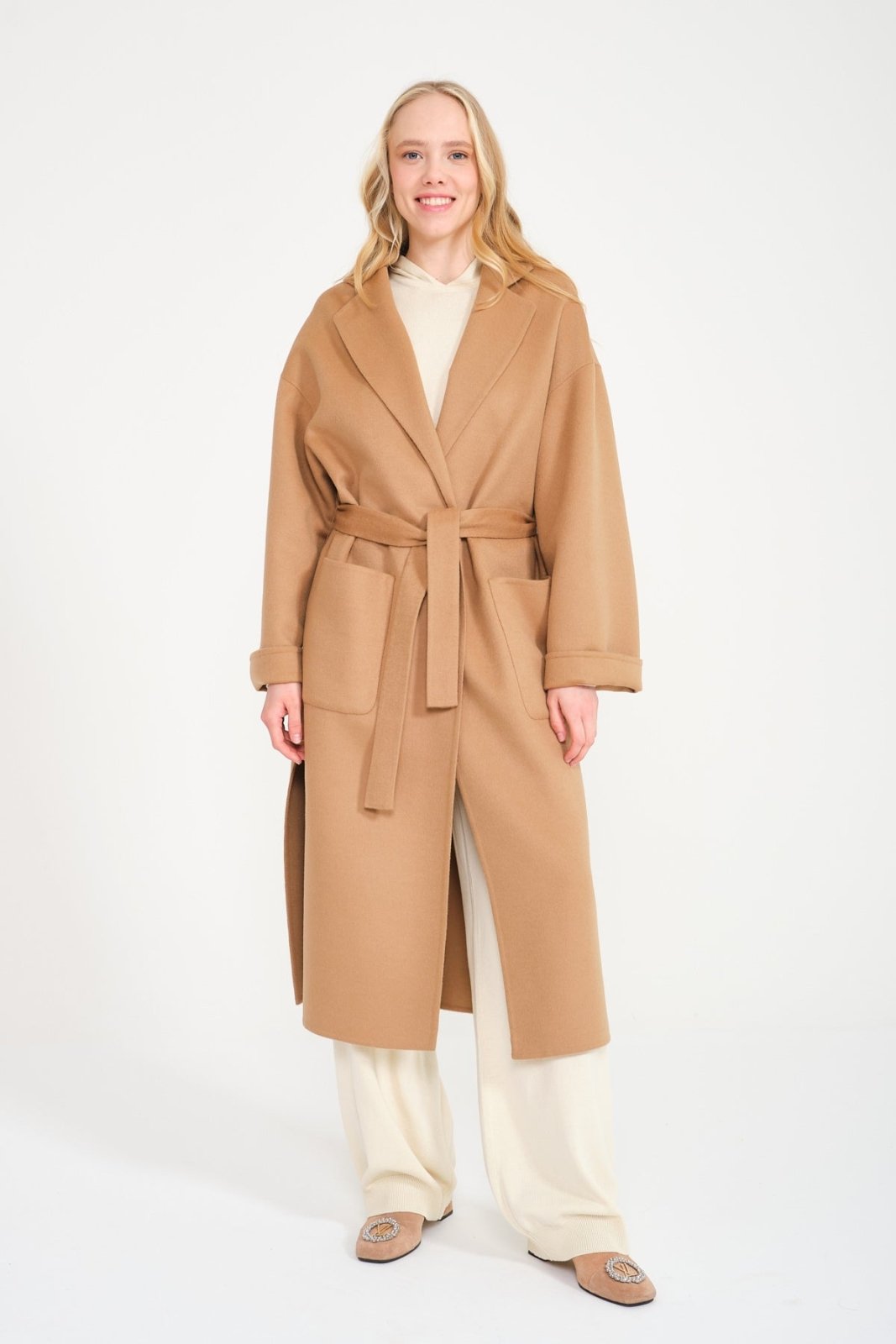 Camel Wool Long Coat - ADAMO