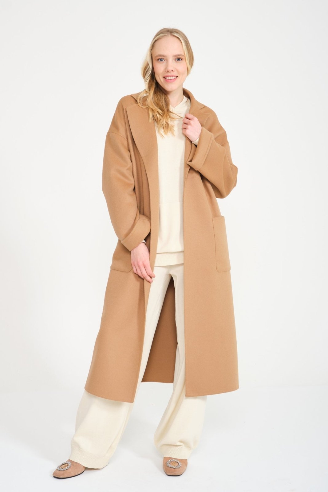 Camel Wool Long Coat - ADAMO