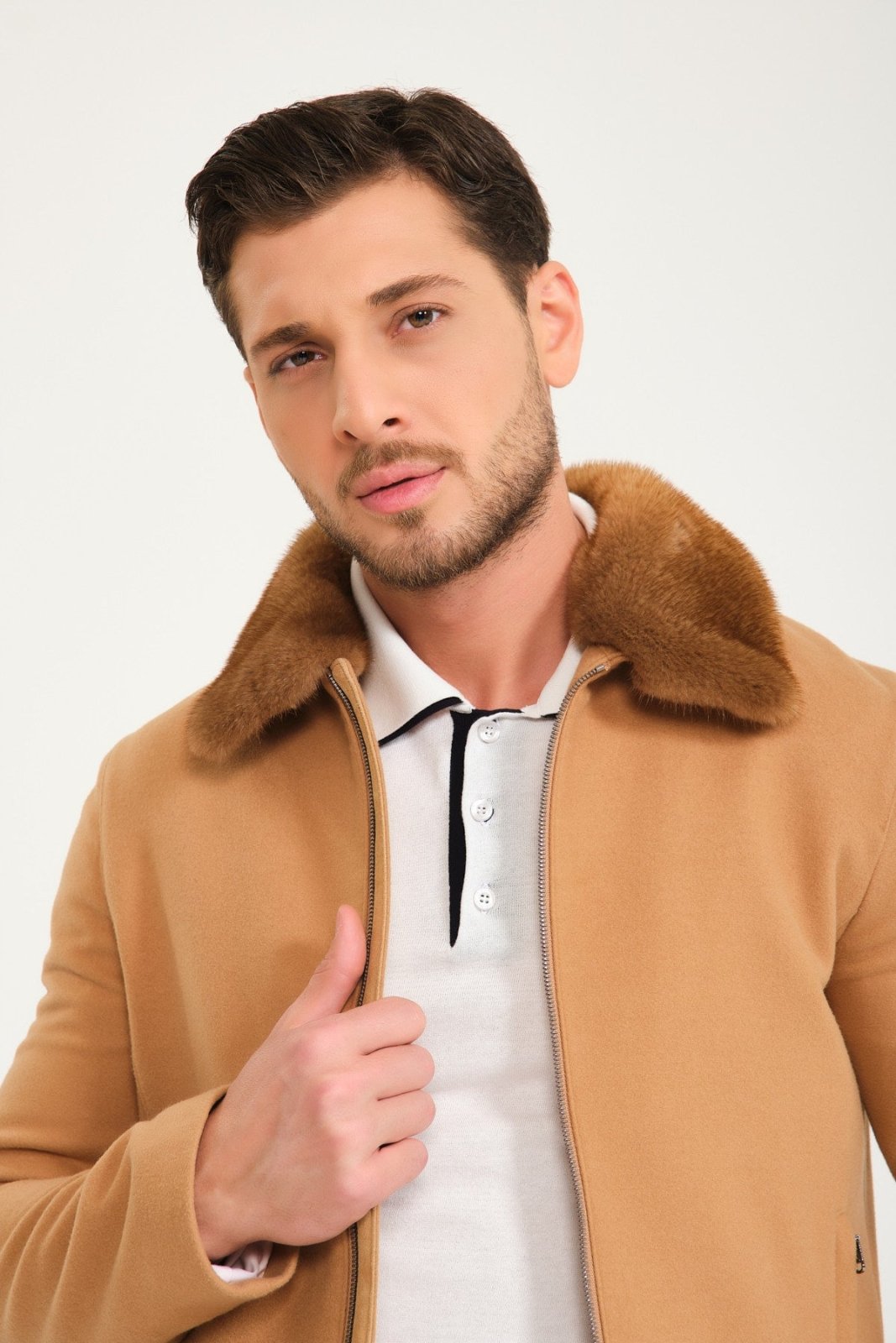 Camel Wool & Mink Fur Coat - ADAMO