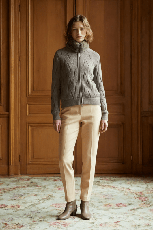 Cashmere Serenità Jacket with Mink Collar - ADAMO