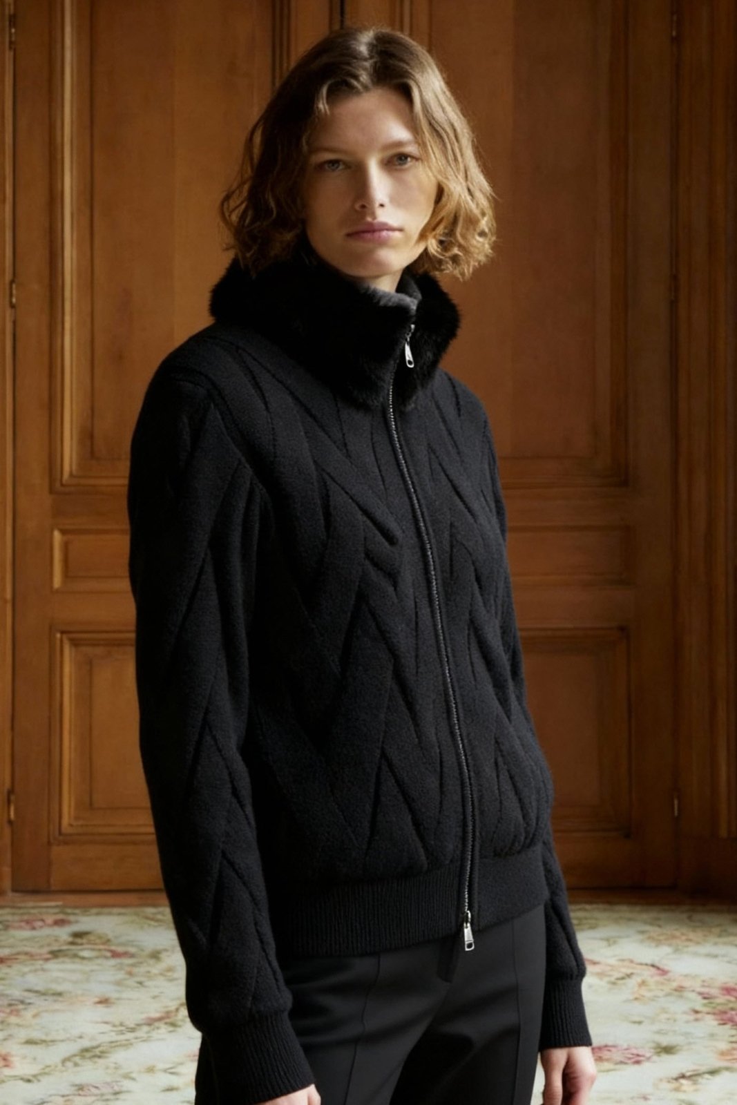 Cashmere Serenità Jacket with Mink Collar - ADAMO