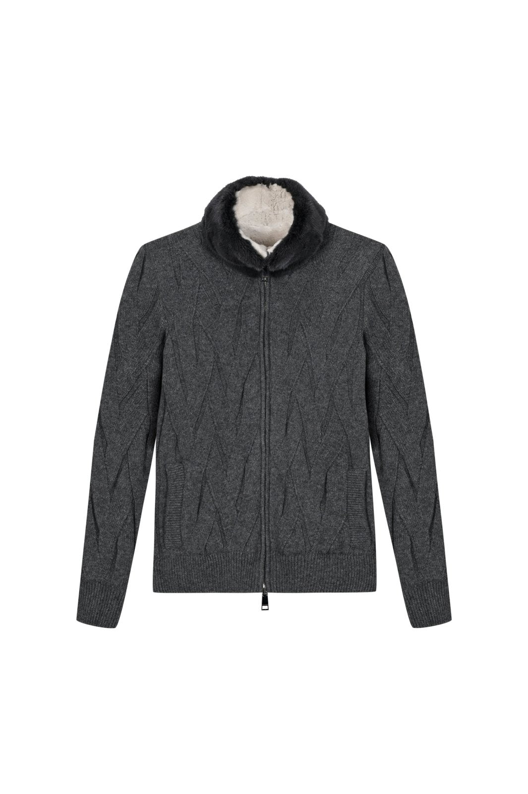 Cashmere Serenità Jacket with Mink Collar - ADAMO