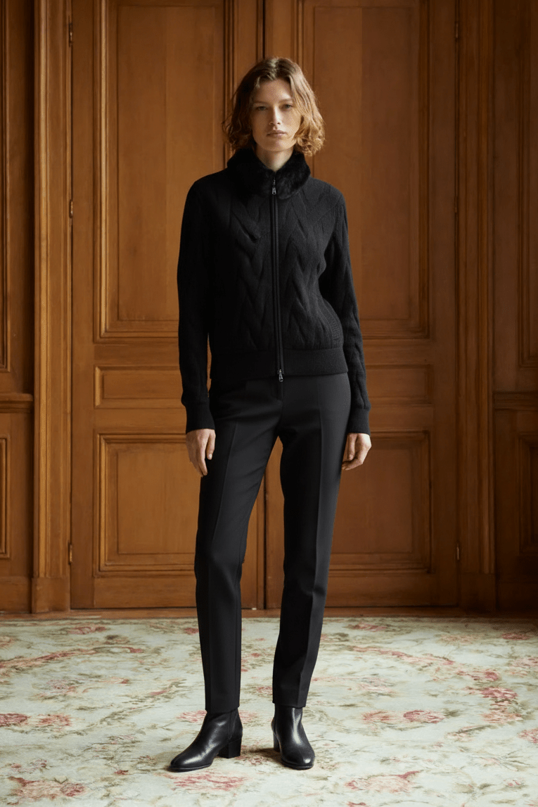 Cashmere Serenità Jacket with Mink Collar - ADAMO