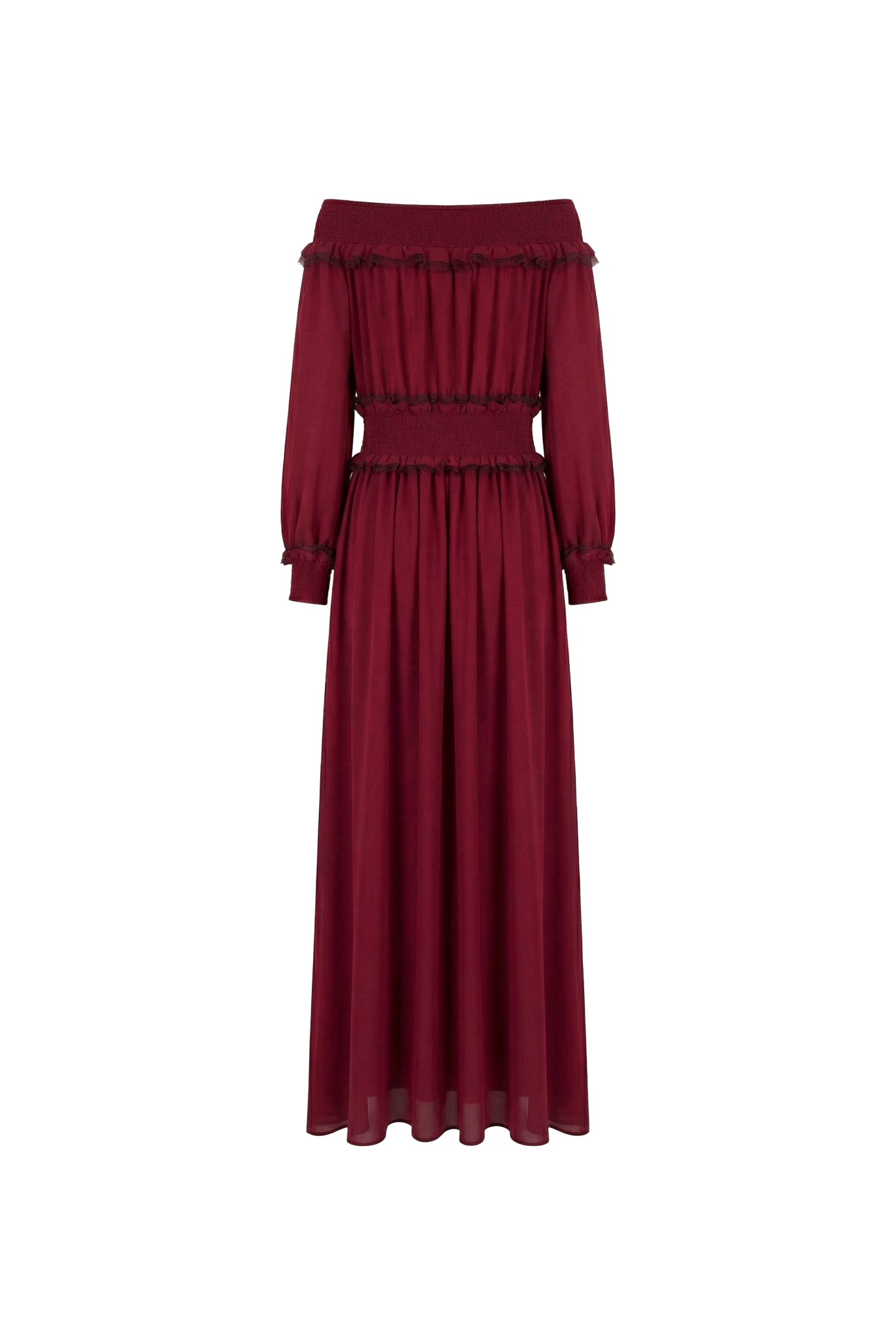 Celeste Blue Off - Shoulder Smocked Maxi Dress - ADAMO
