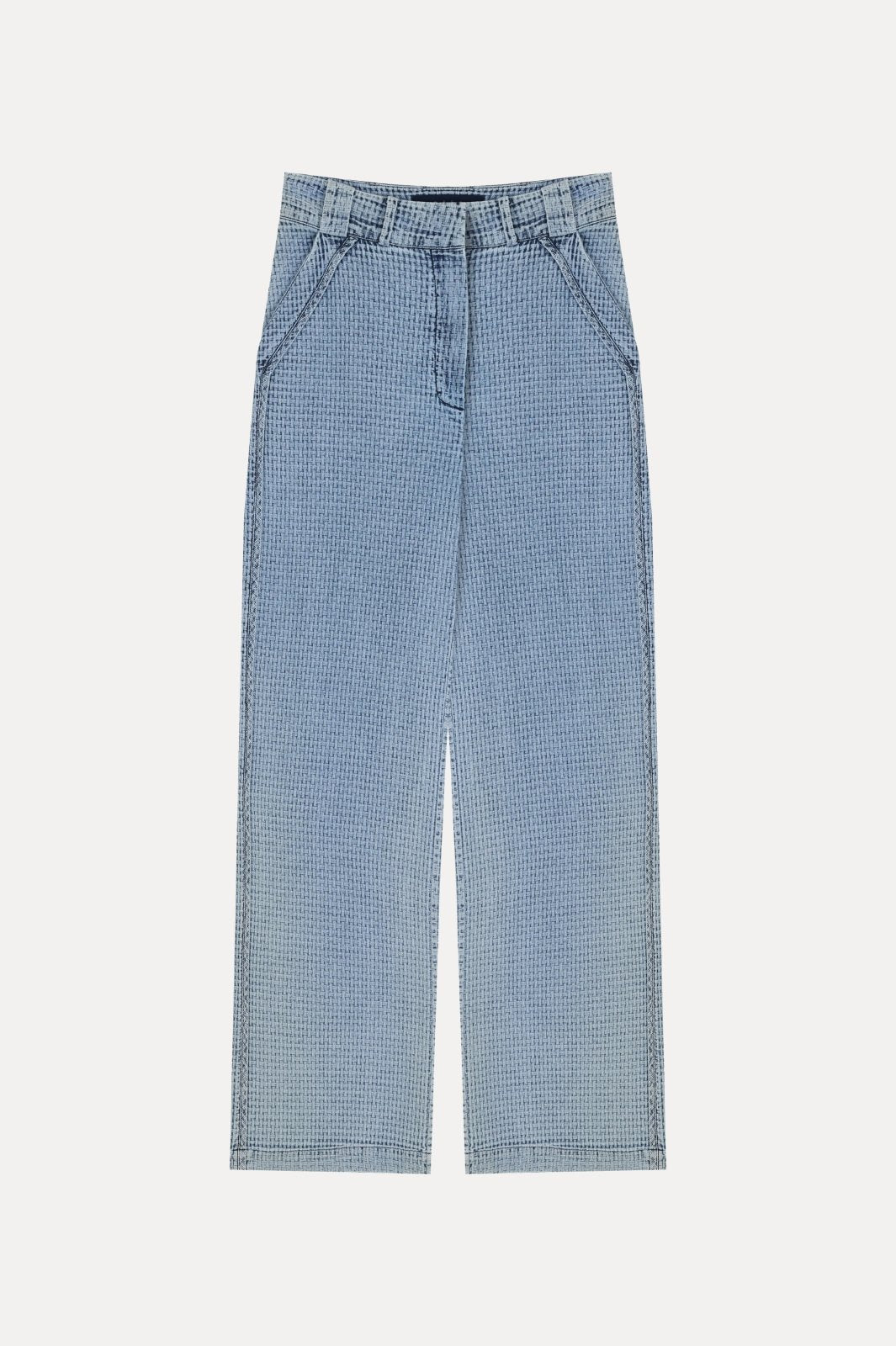 Celeste Blue Textured Wide - Leg Denim - ADAMO