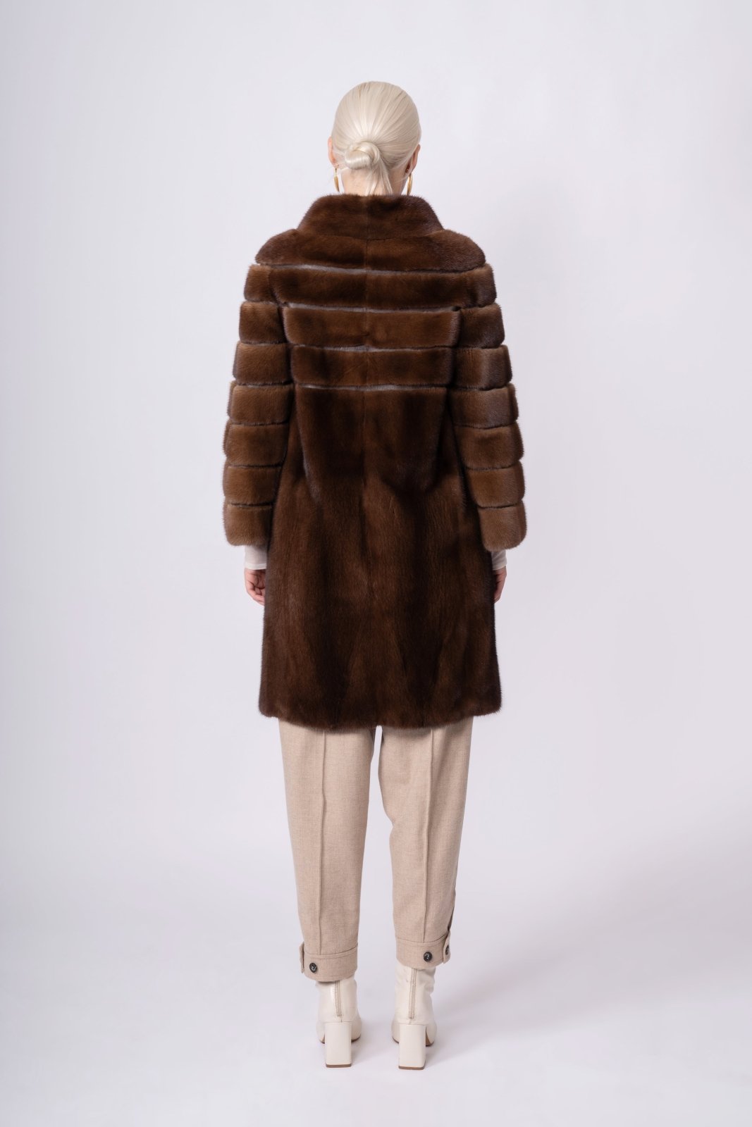 Chestnut Elegance Mink Fur Coat - ADAMO