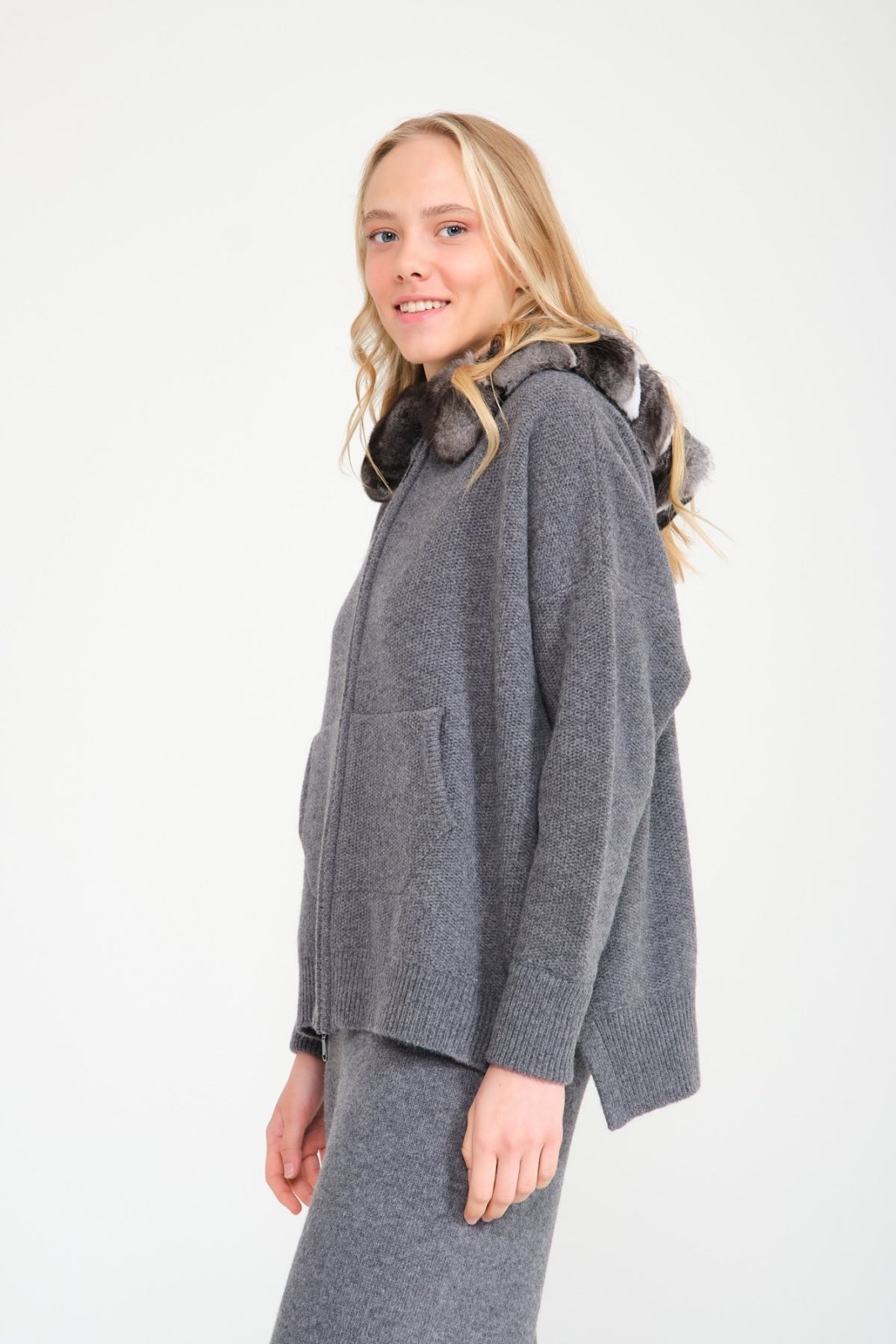 Chinchilla Fur Lined Hoodie & Pants Set - ADAMO