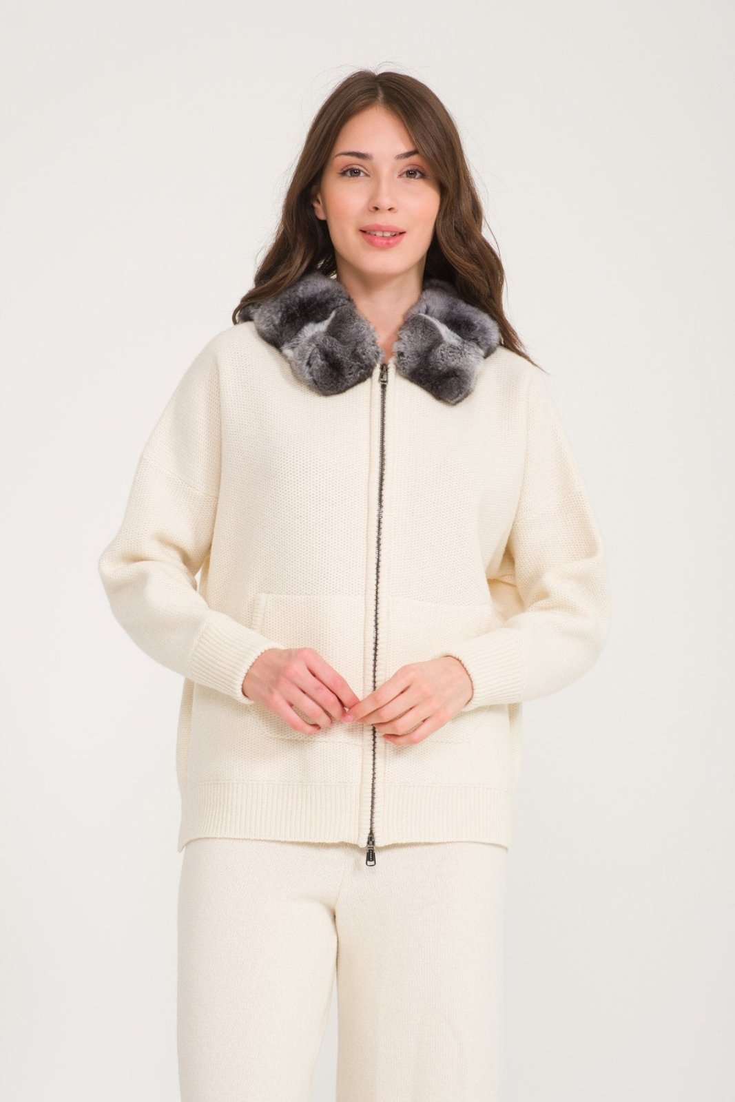 Chinchilla Fur Lined Hoodie & Pants Set - ADAMO