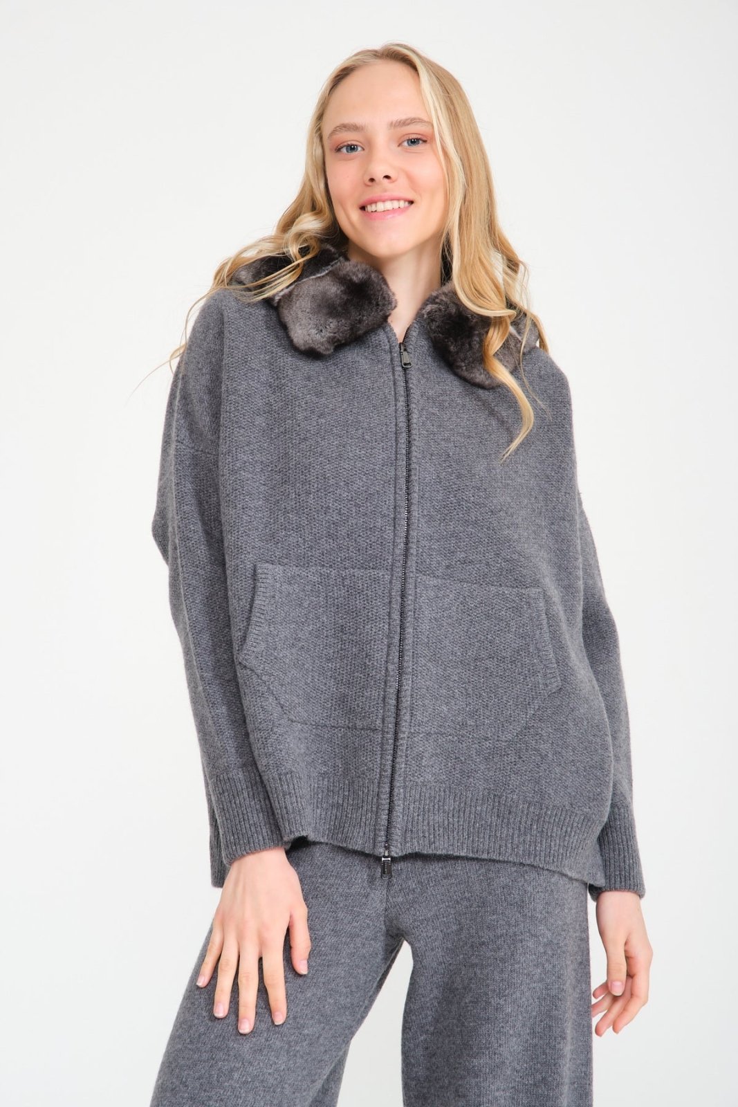 Chinchilla Fur Lined Hoodie & Pants Set - ADAMO