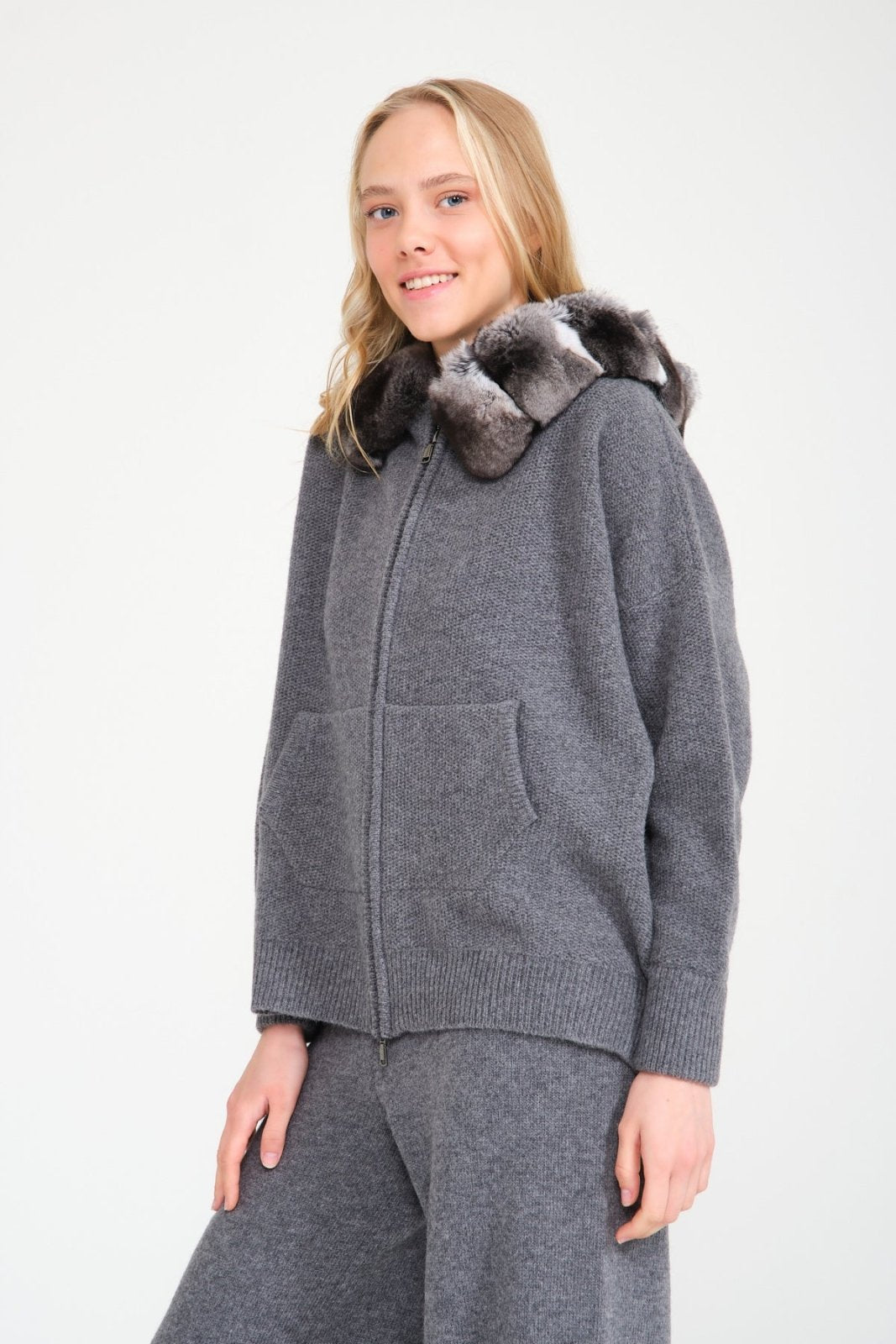 Chinchilla Fur Lined Hoodie & Pants Set - ADAMO