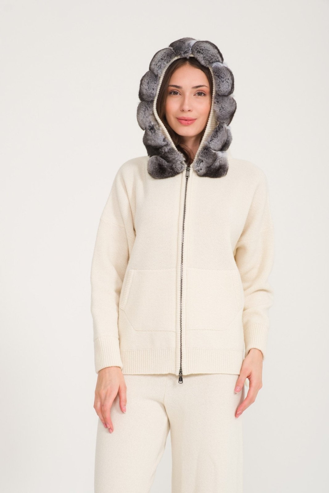 Chinchilla Fur Lined Hoodie & Pants Set - ADAMO