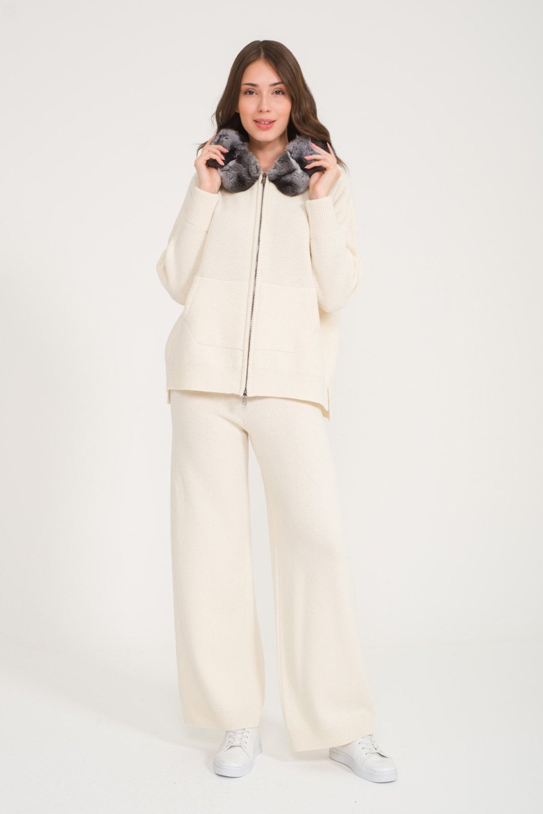 Chinchilla Fur Lined Hoodie & Pants Set - ADAMO