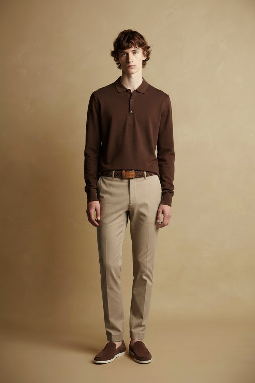 Chocolate Brown Wool Polo - ADAMO