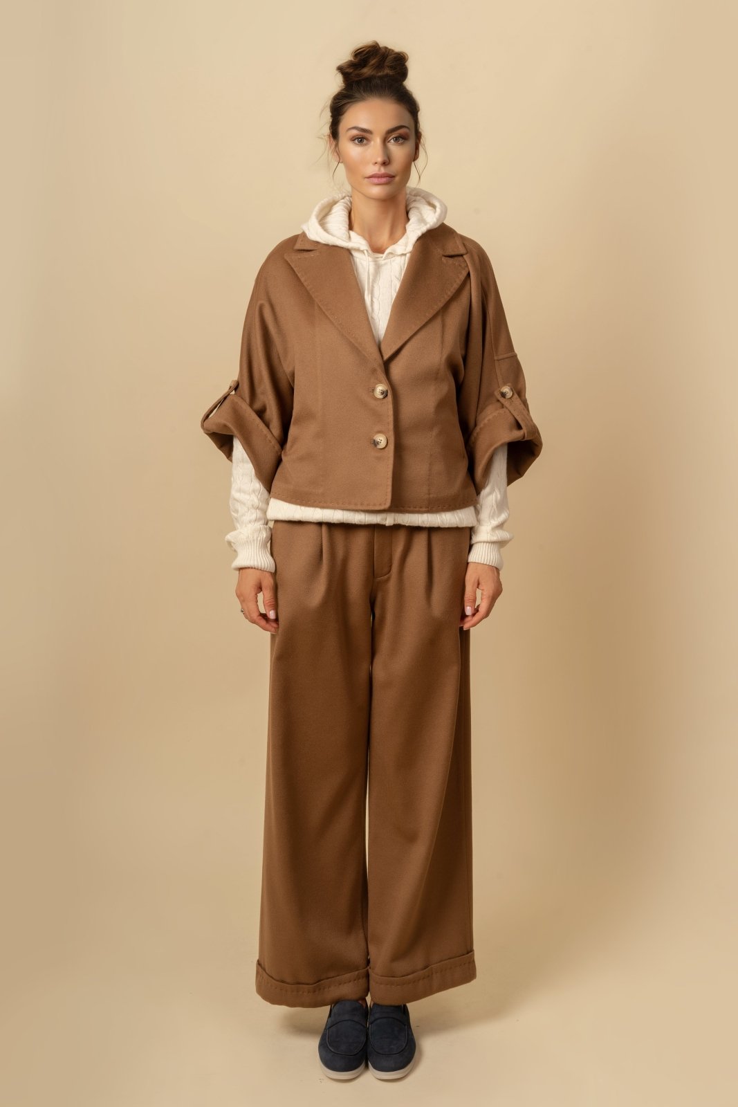 Classic Camel Two - Piece Wool Ensemble - ADAMO