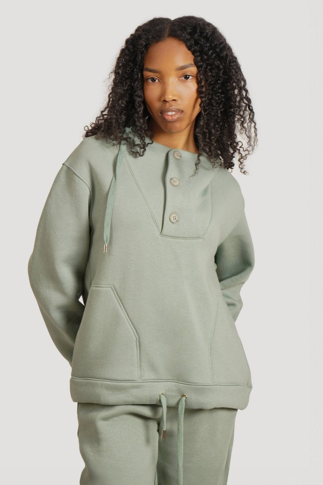 Classic Cotton Button - Up Hoodie Set - ADAMO