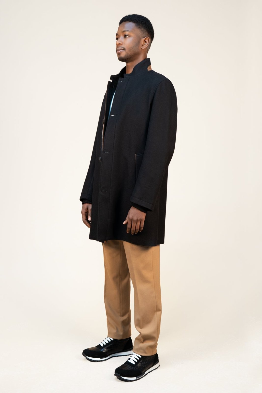 Classic Noir Wool Overcoat - ADAMO