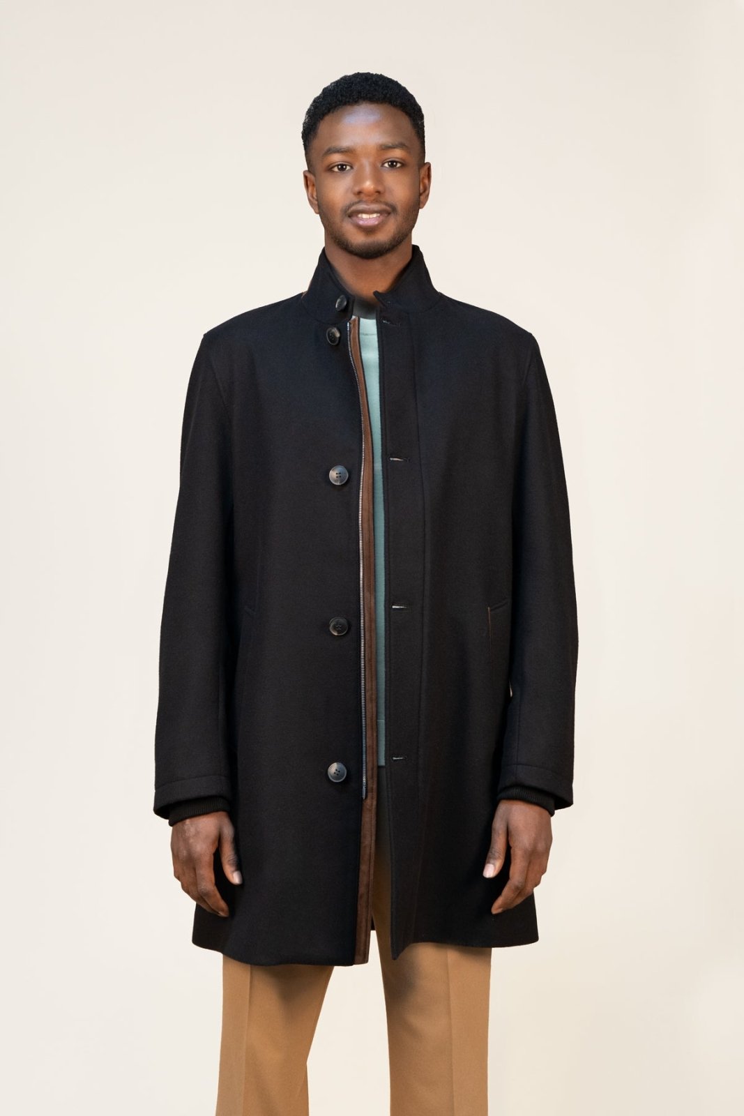 Classic Noir Wool Overcoat - ADAMO