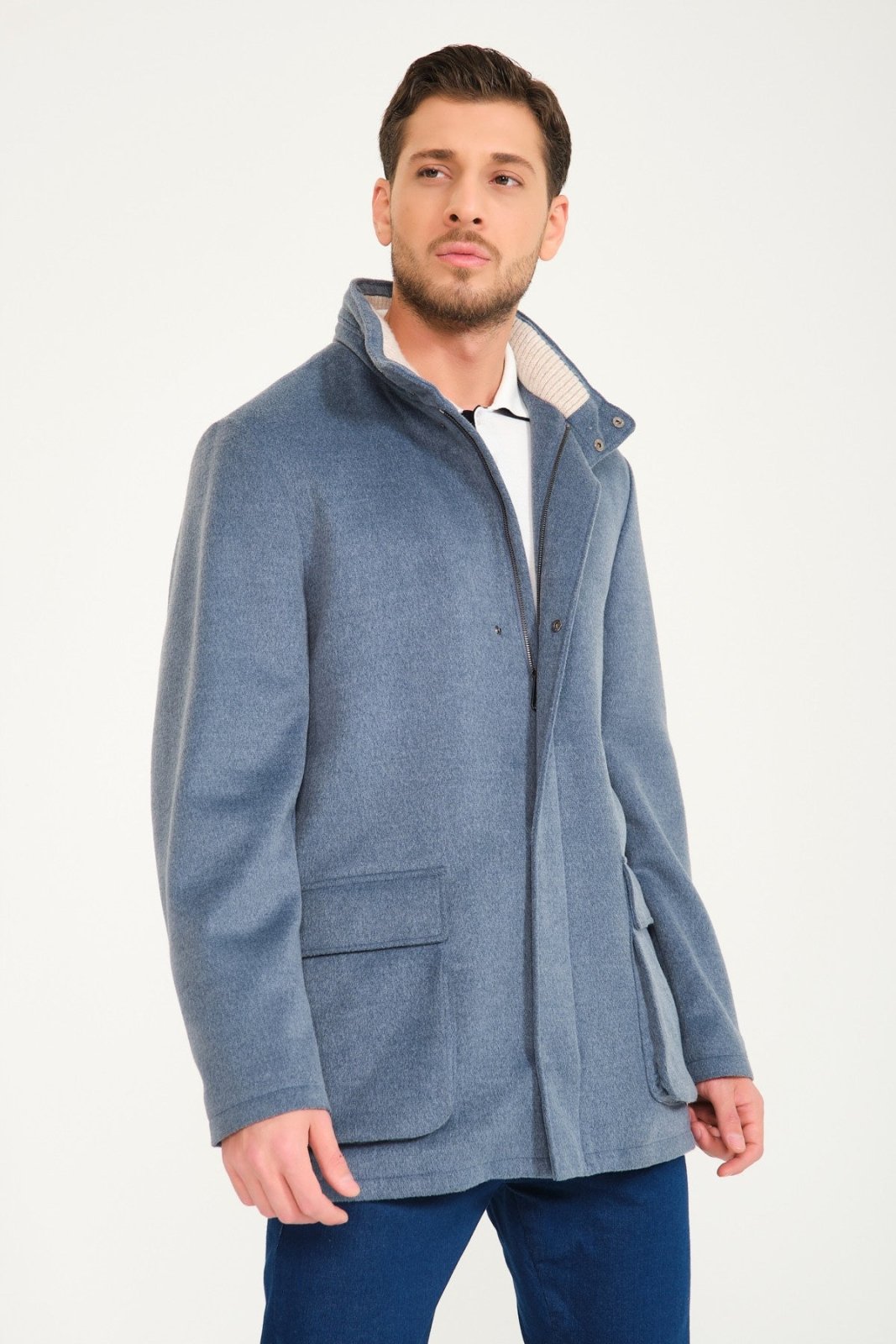 Cloud Grey Wool Coat - ADAMO