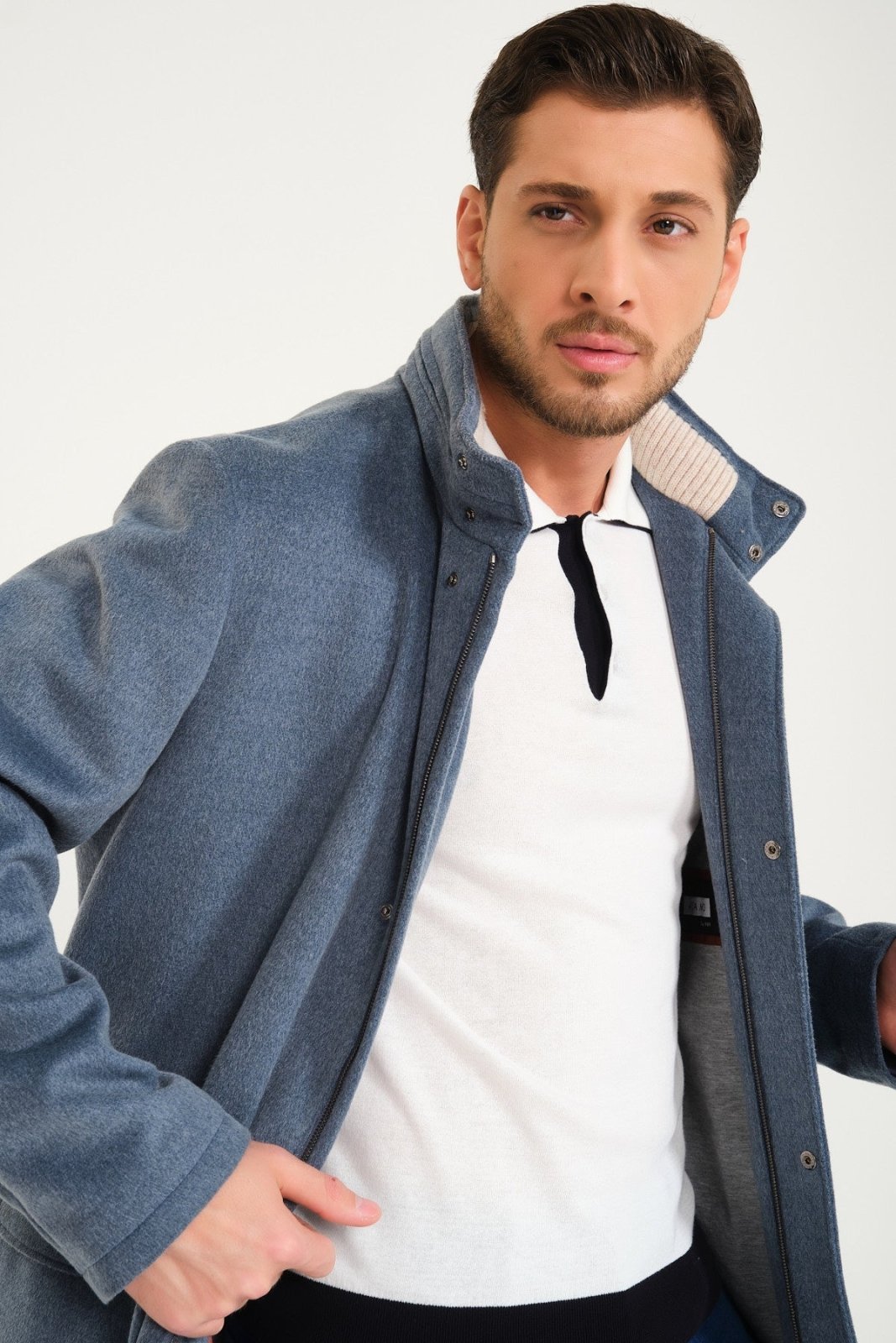 Cloud Grey Wool Coat - ADAMO