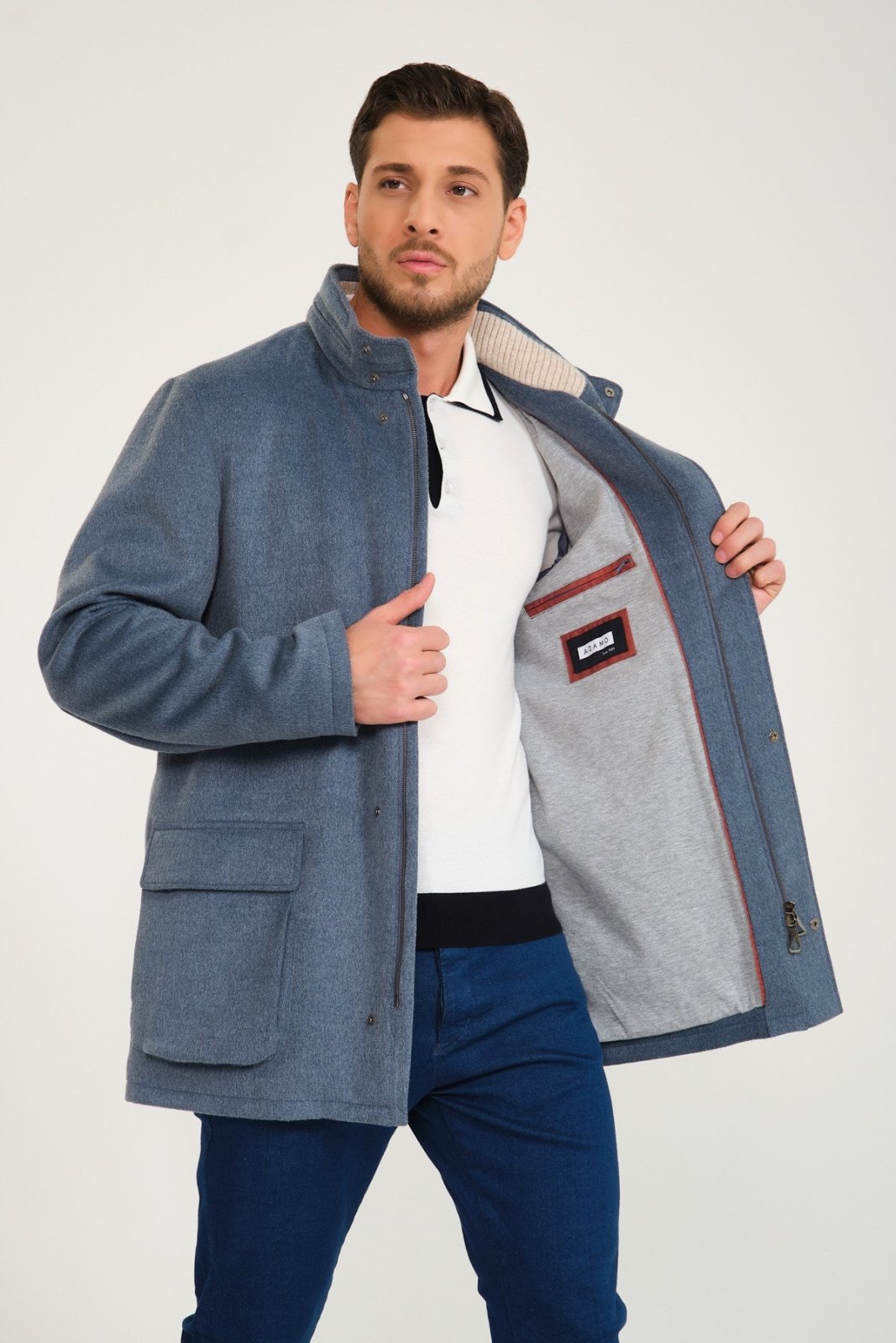 Cloud Grey Wool Coat - ADAMO