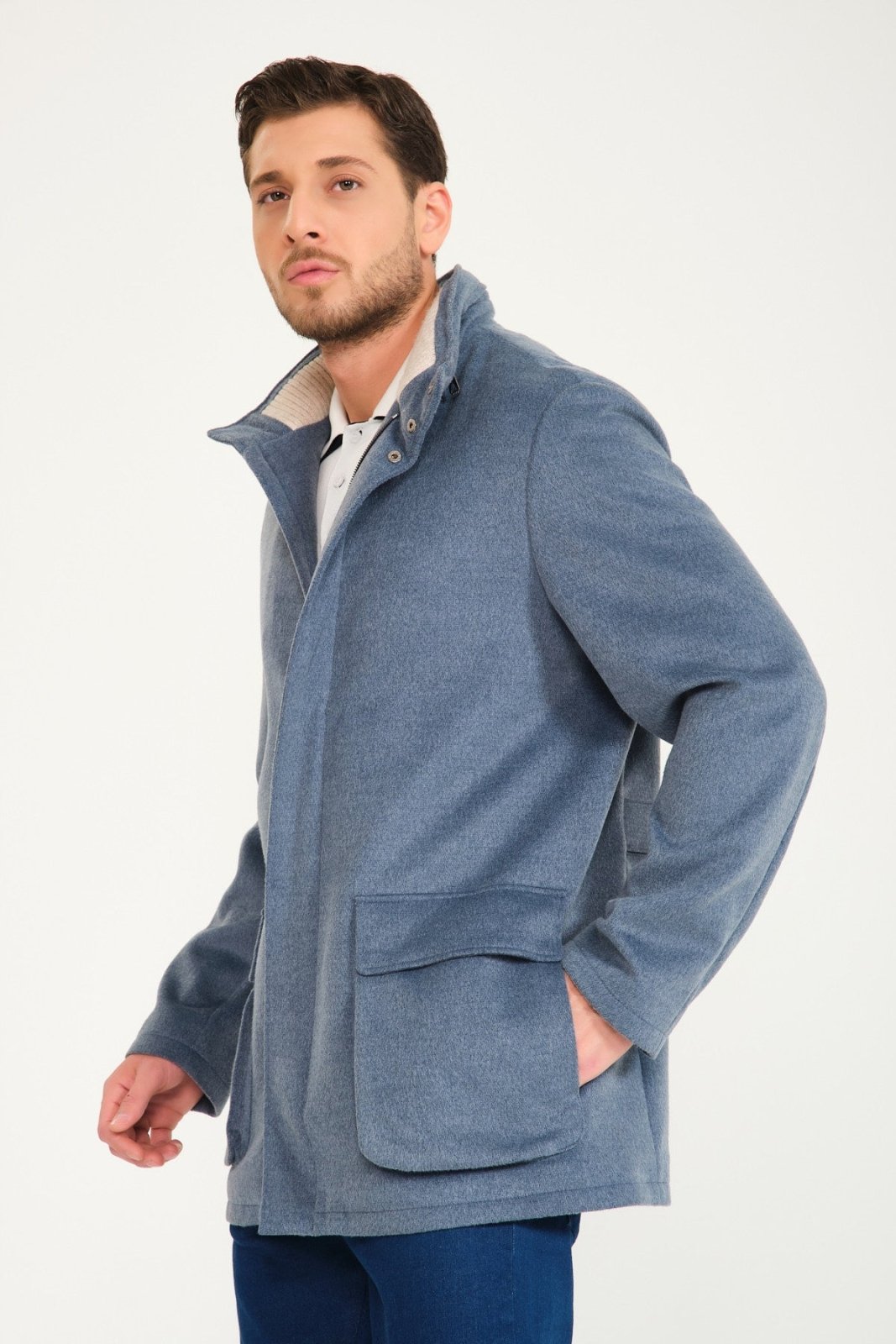 Cloud Grey Wool Coat - ADAMO