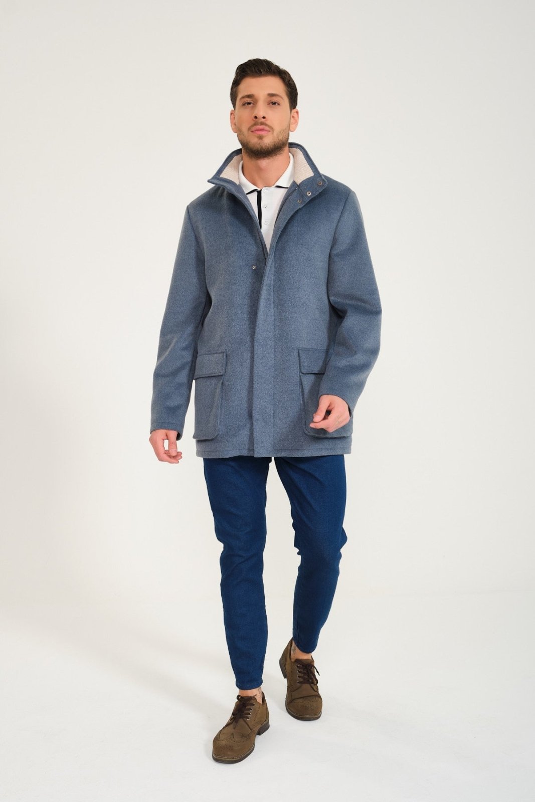 Cloud Grey Wool Coat - ADAMO