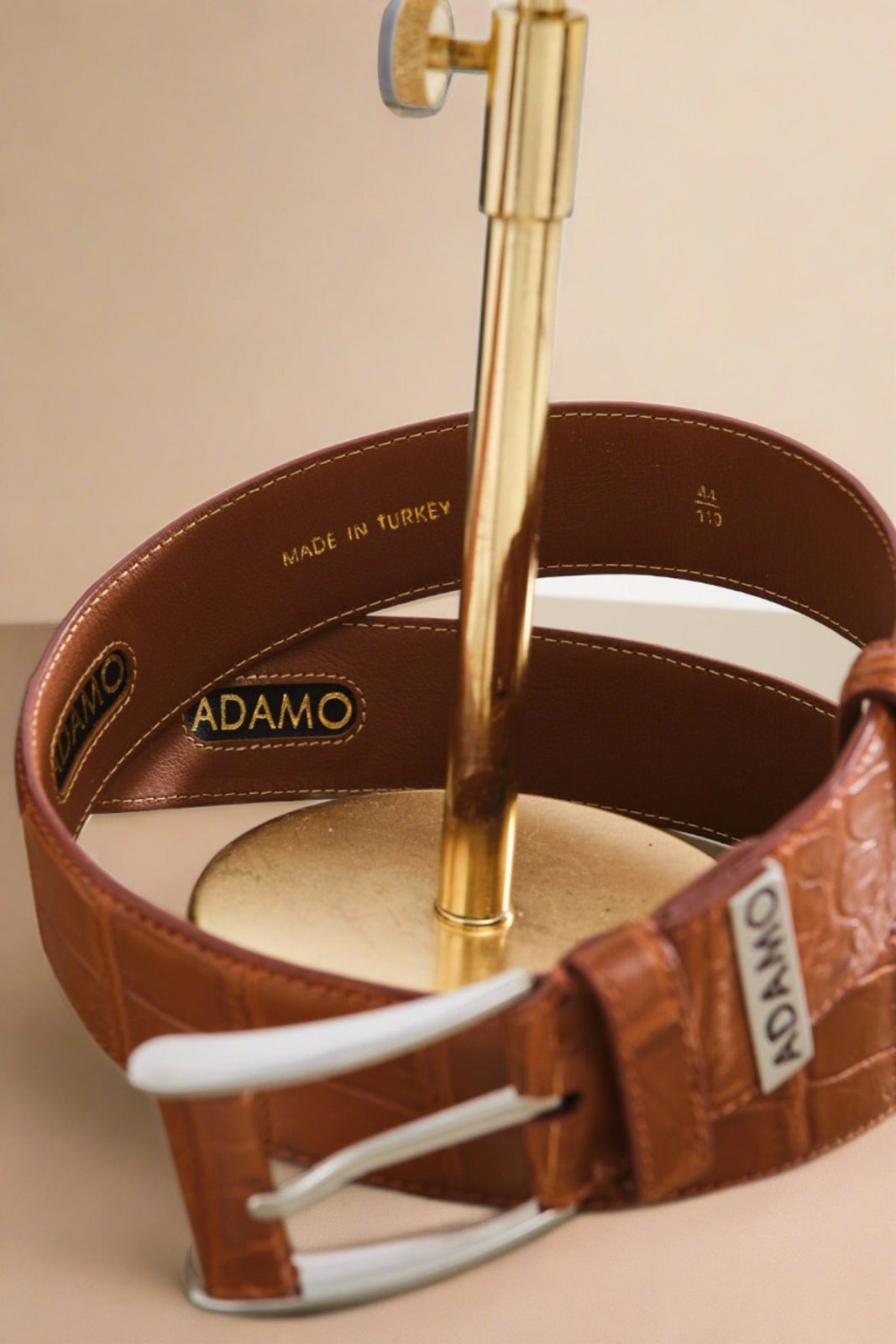 Cognac Color Crocodile Leather belt - ADAMO