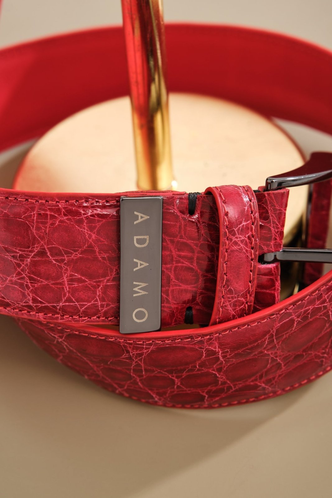 Cognac Color Crocodile Leather belt - ADAMO