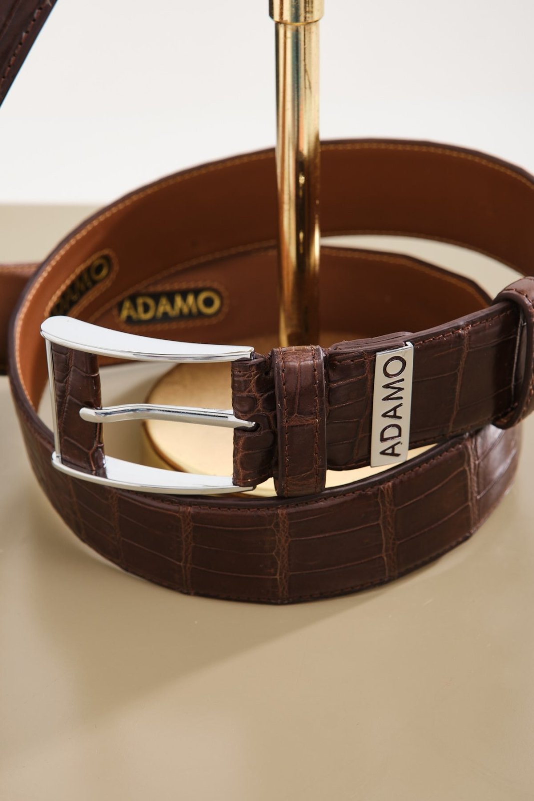 Cognac Color Crocodile Leather belt - ADAMO