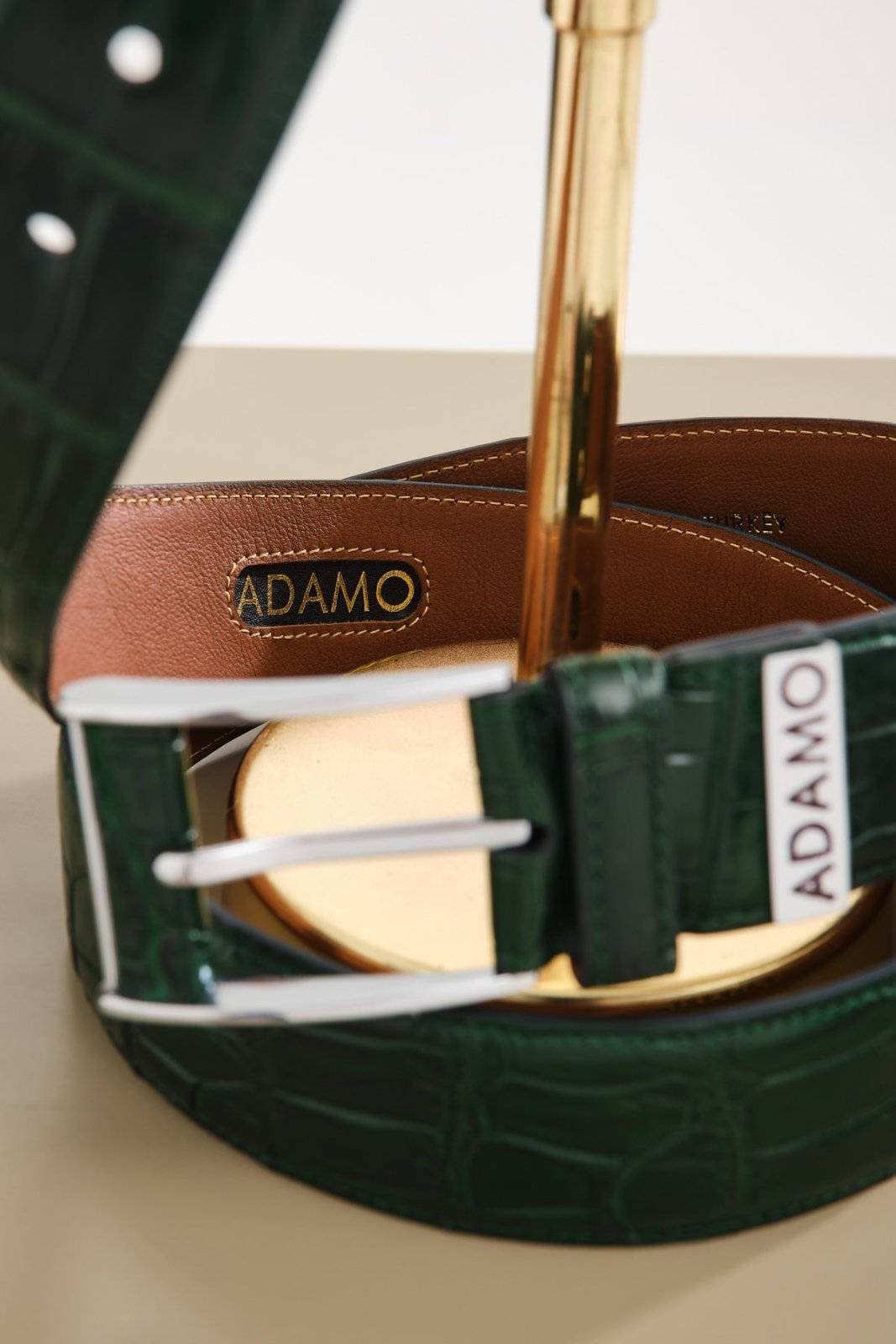 Cognac Color Crocodile Leather belt - ADAMO