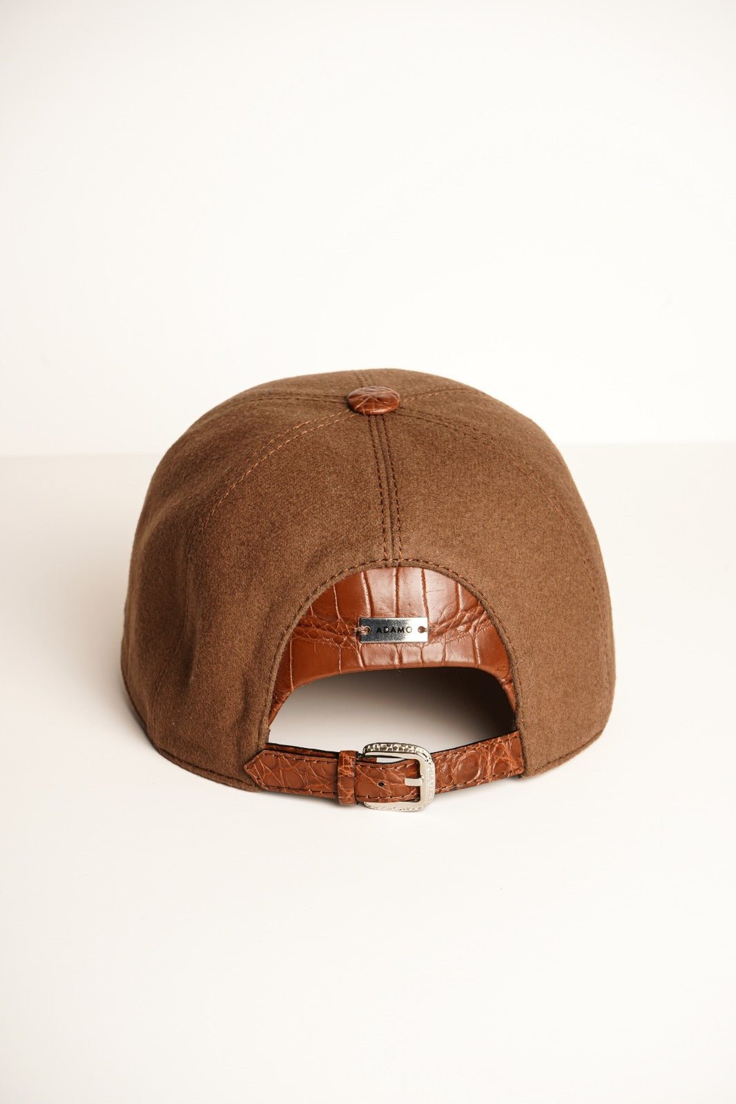 Cognac Textile & Crocodile Leather Cap - ADAMO