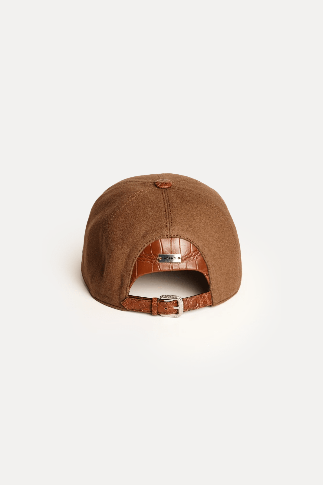 Cognac Textile & Crocodile Leather Cap - ADAMO