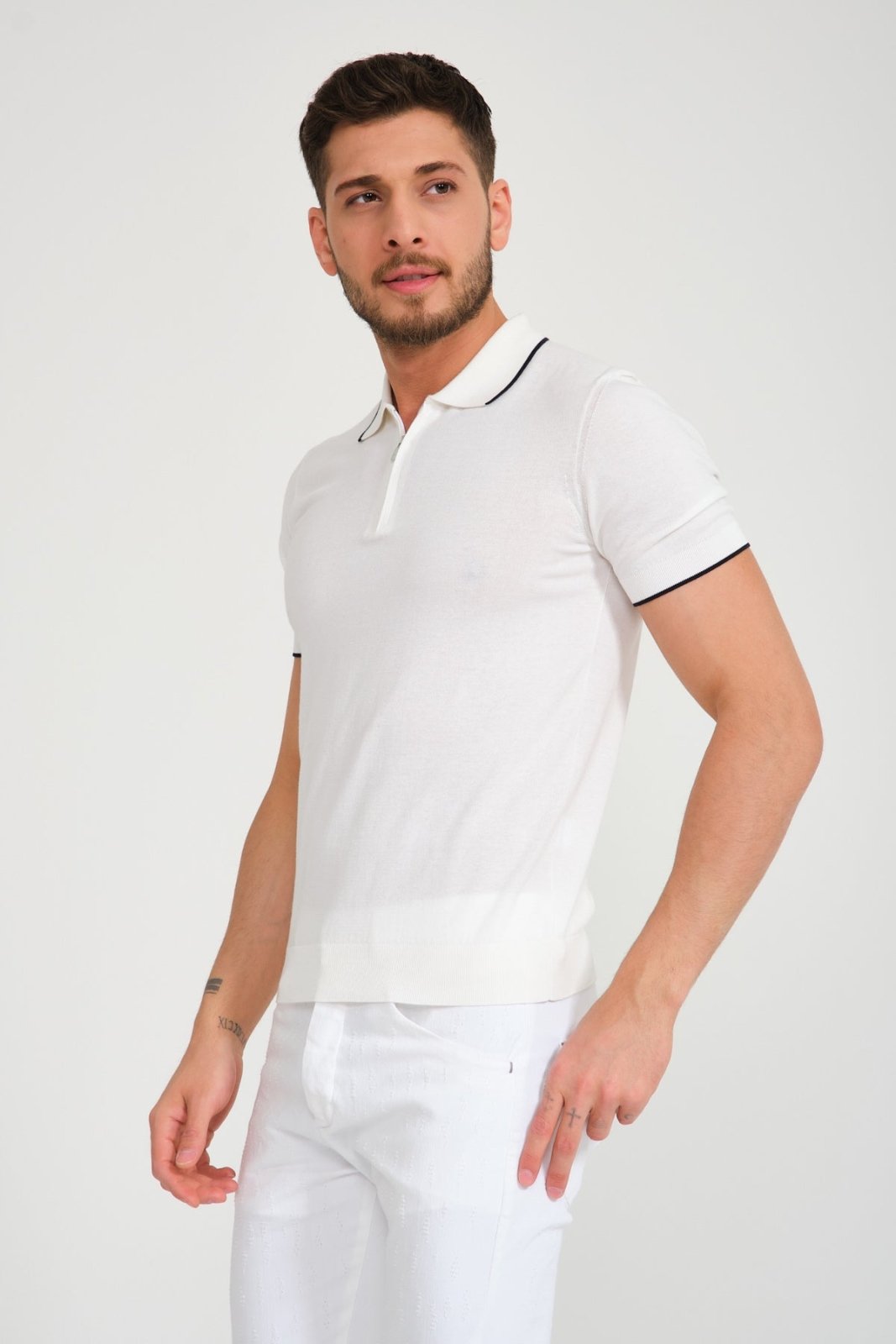 Cotton Zip Polo Shirt - ADAMO