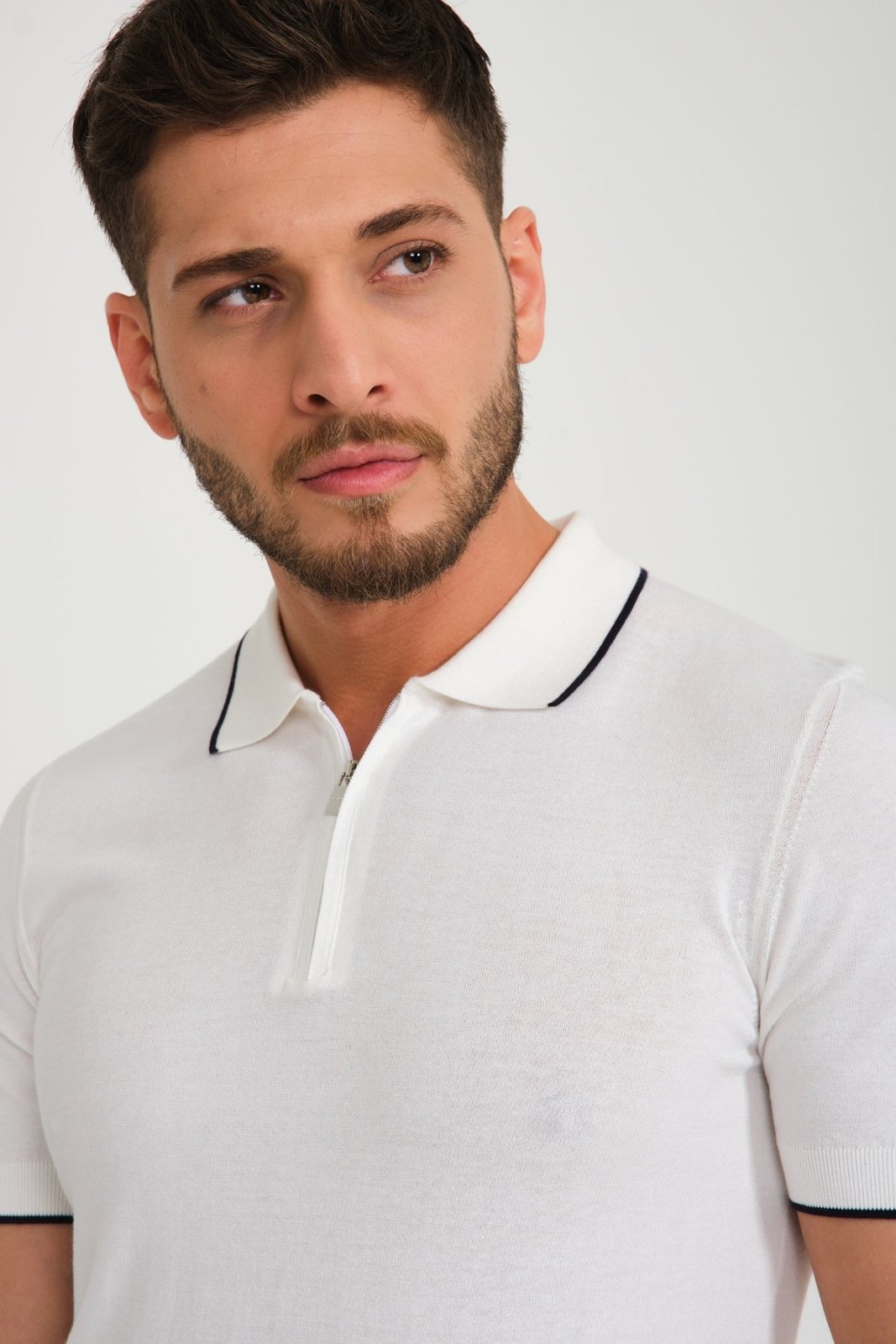 Cotton Zip Polo Shirt - ADAMO