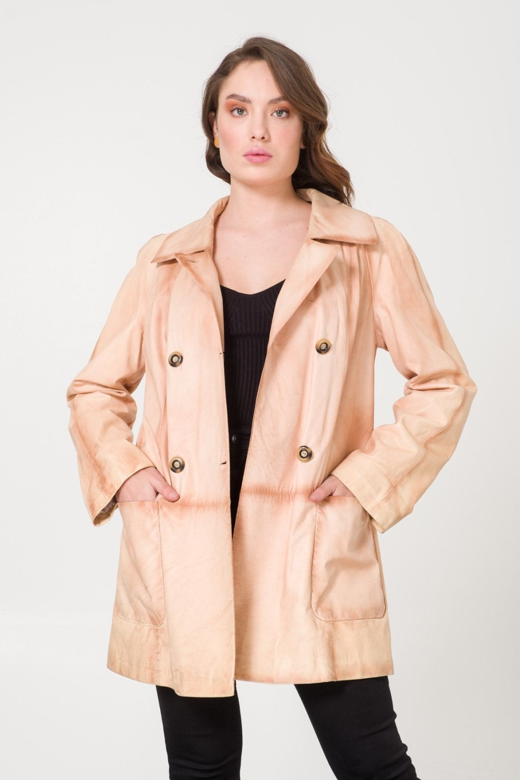 Cream Leather Coat - ADAMO