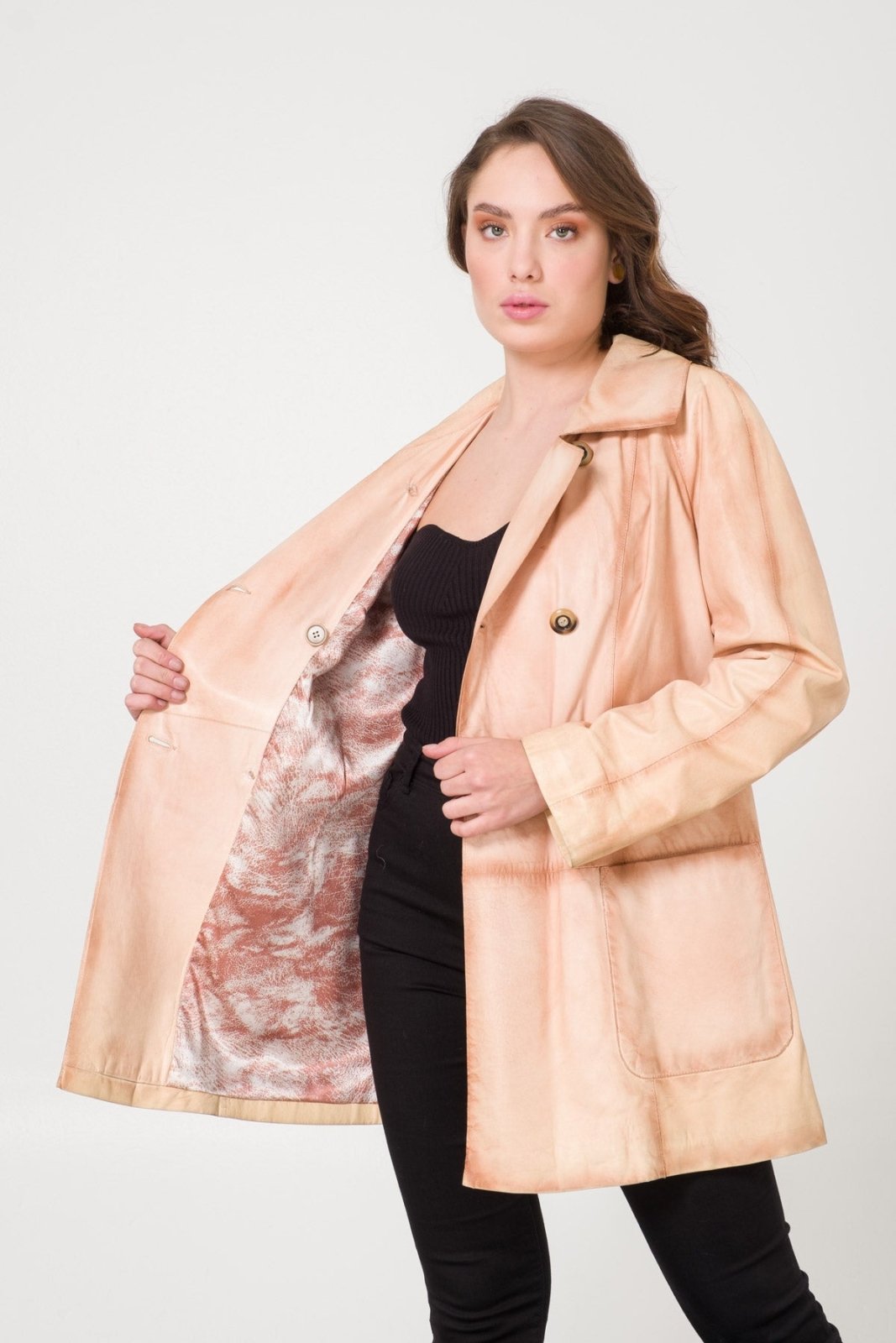 Cream Leather Coat - ADAMO