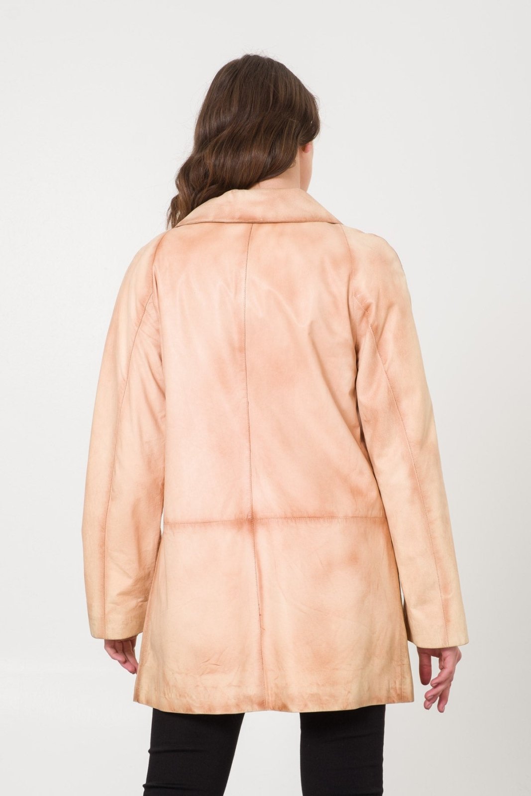 Cream Leather Coat - ADAMO