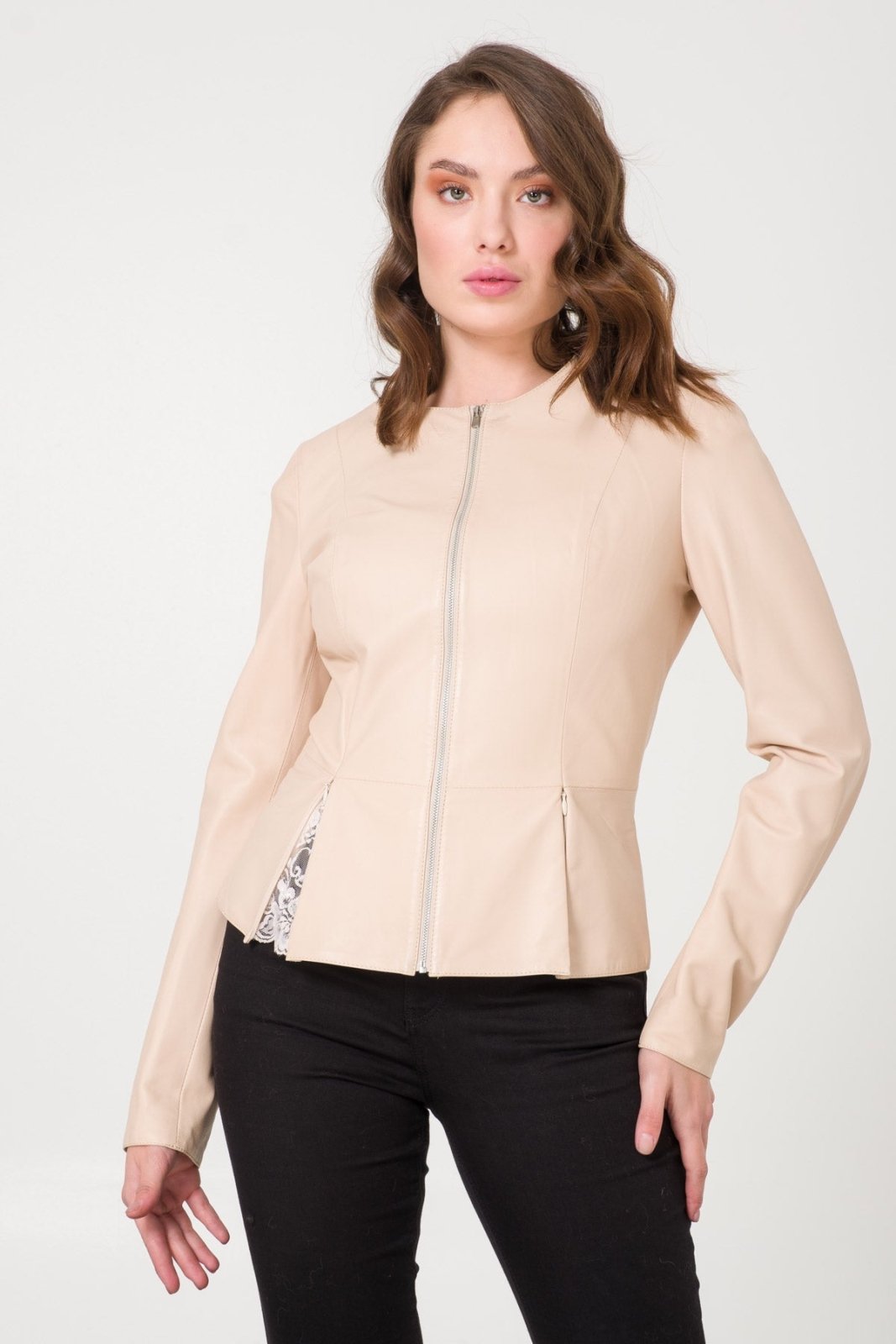 Cream Leather Jacket - ADAMO