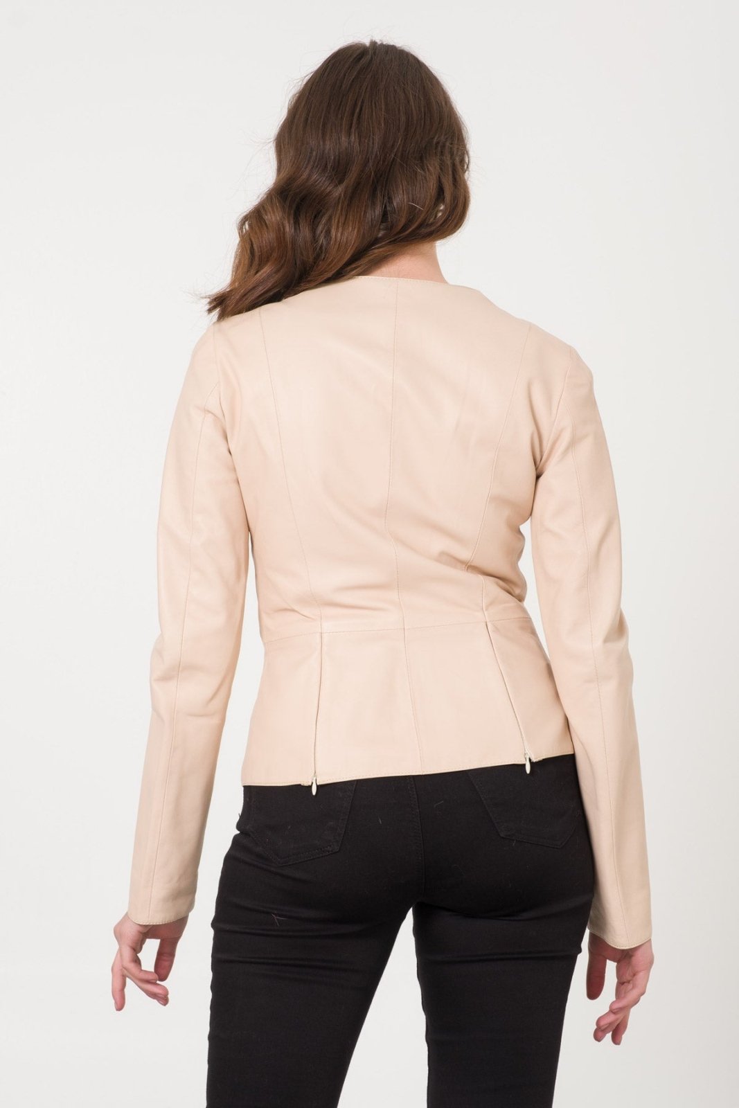 Cream Leather Jacket - ADAMO