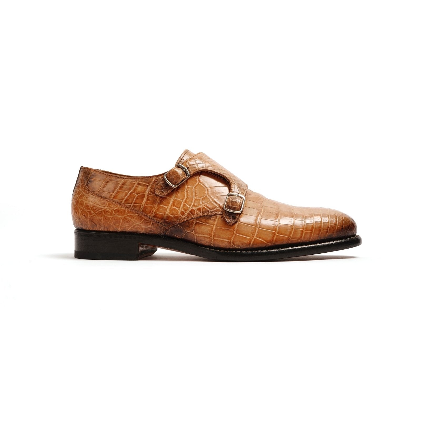 Crocodile Leather Double Strap Shoes - ADAMO