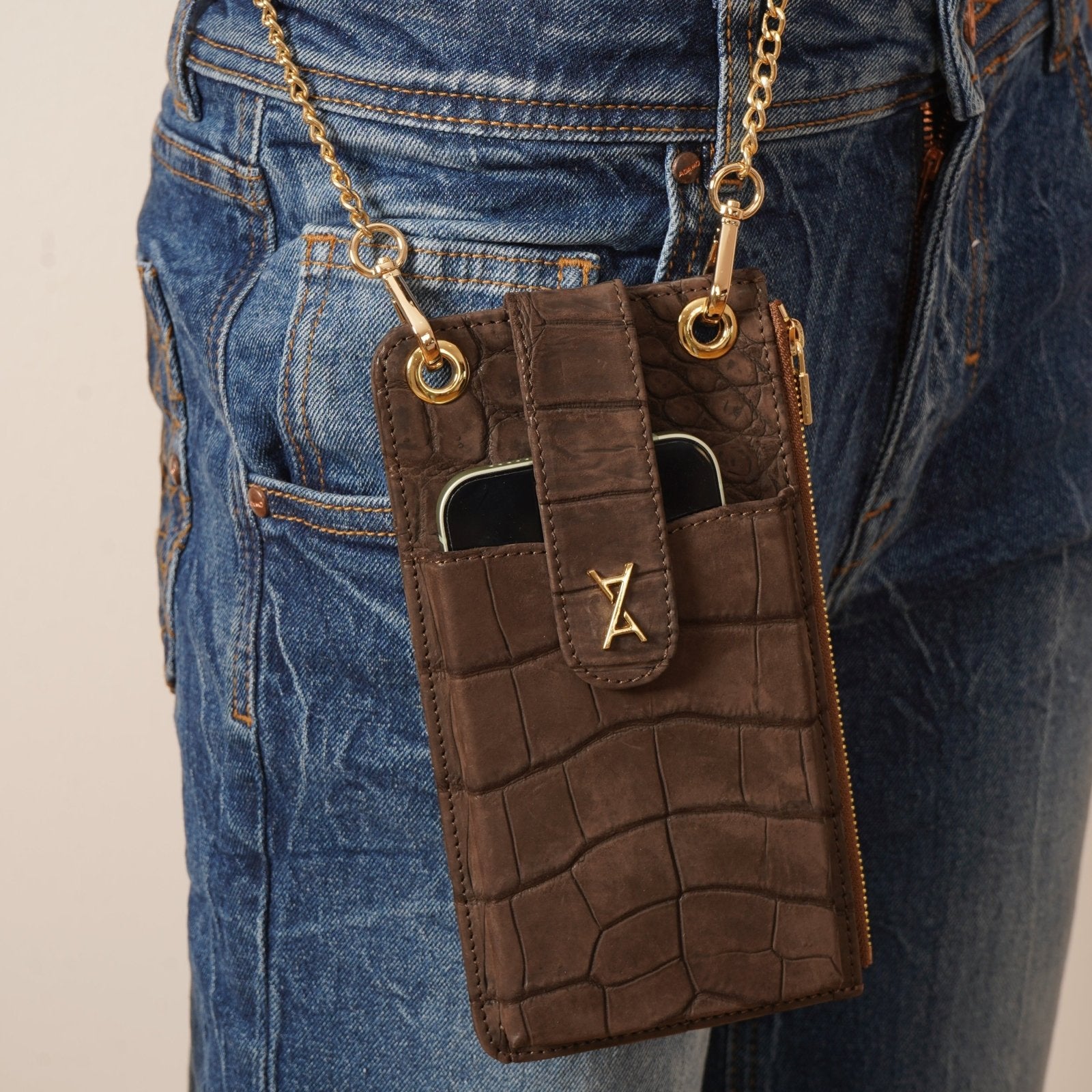 Crocodile Leather Phone Bag - ADAMO