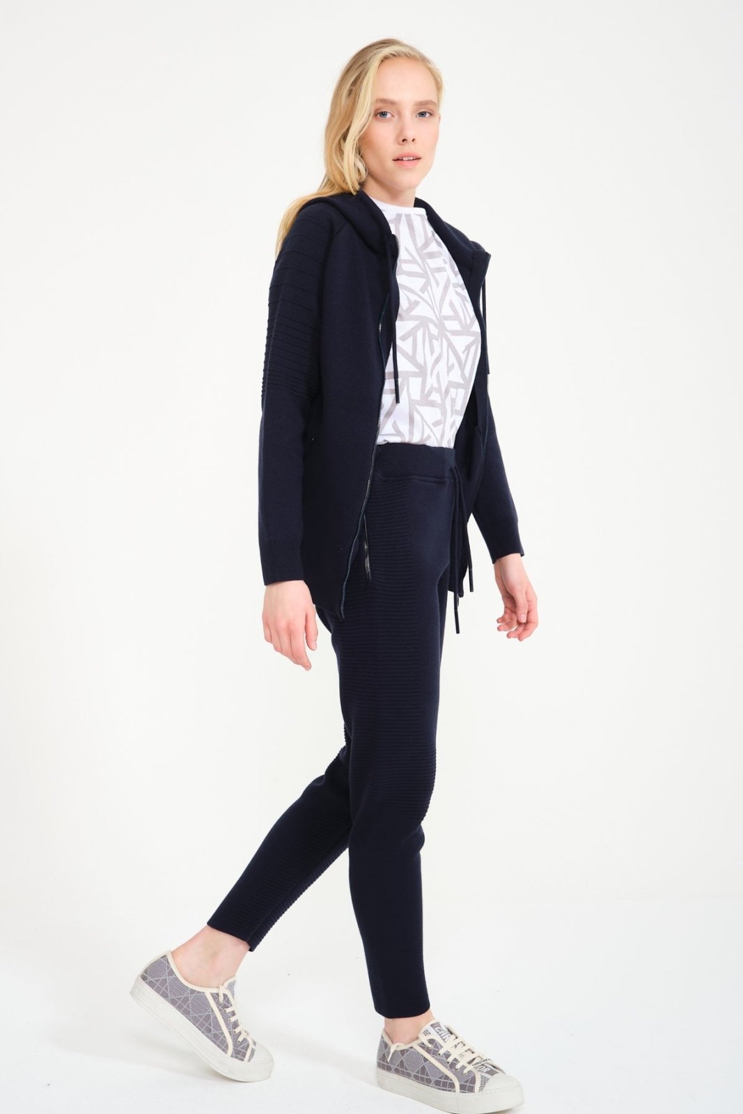 Dark Blue Cardigan & Joggers Set - ADAMO